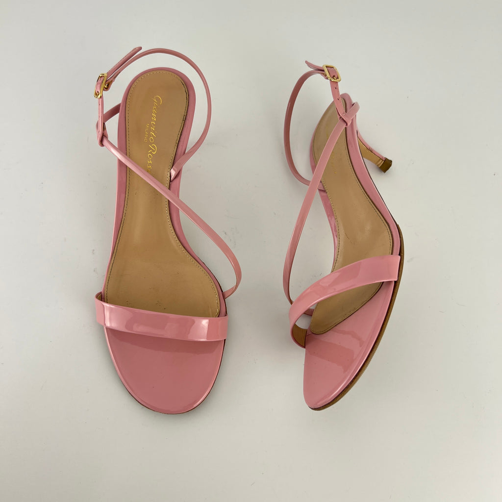 Gianvito Rossi | Manhattan 55 Pink Patent Leather Strappy Sandal Heels (37.5)