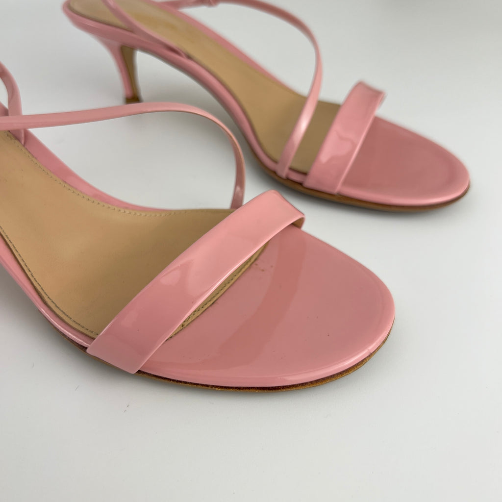 Gianvito Rossi | Manhattan 55 Pink Patent Leather Strappy Sandal Heels (37.5)