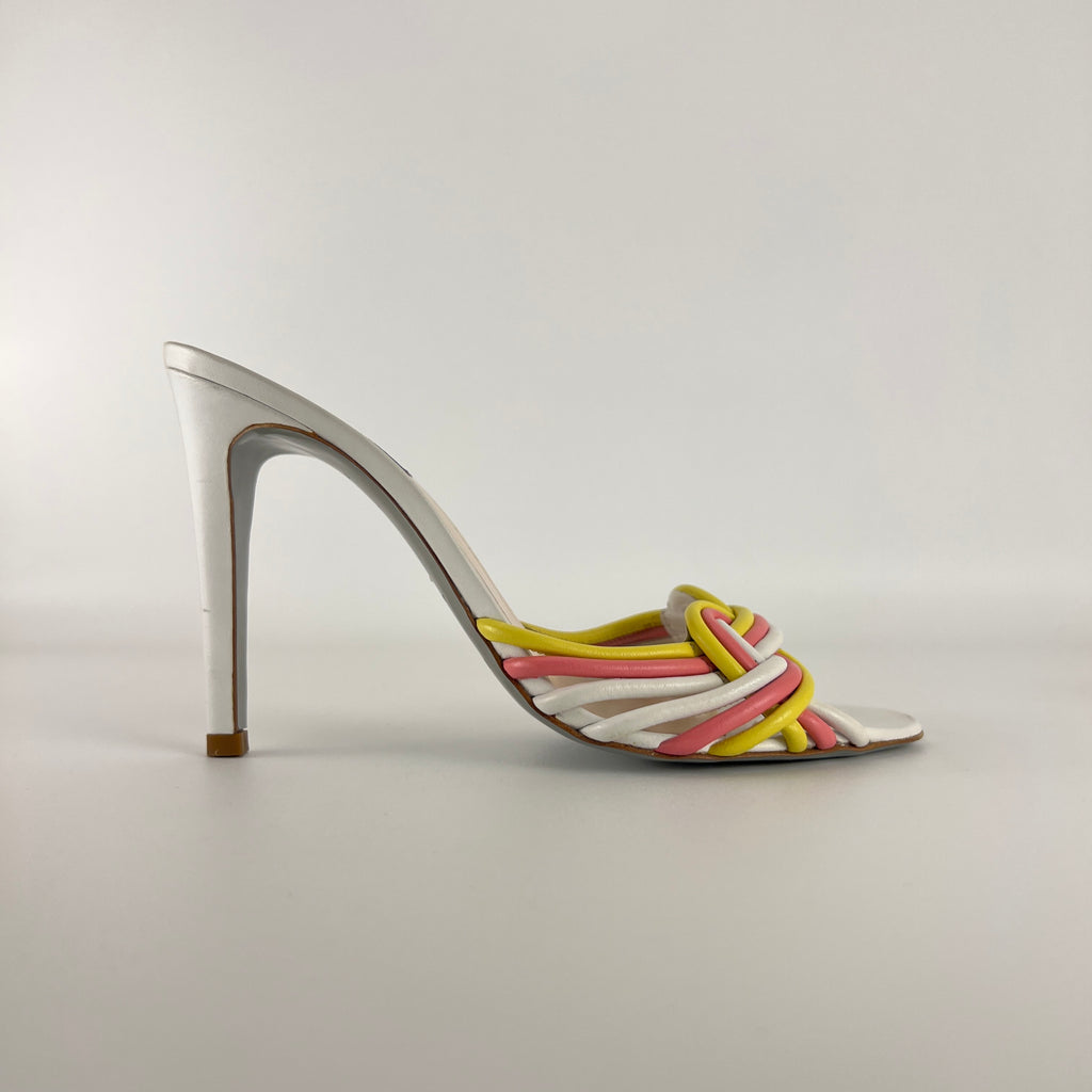 Pucci | Vintage Pink Yellow Twisted Straps Open Toe Mules (38)