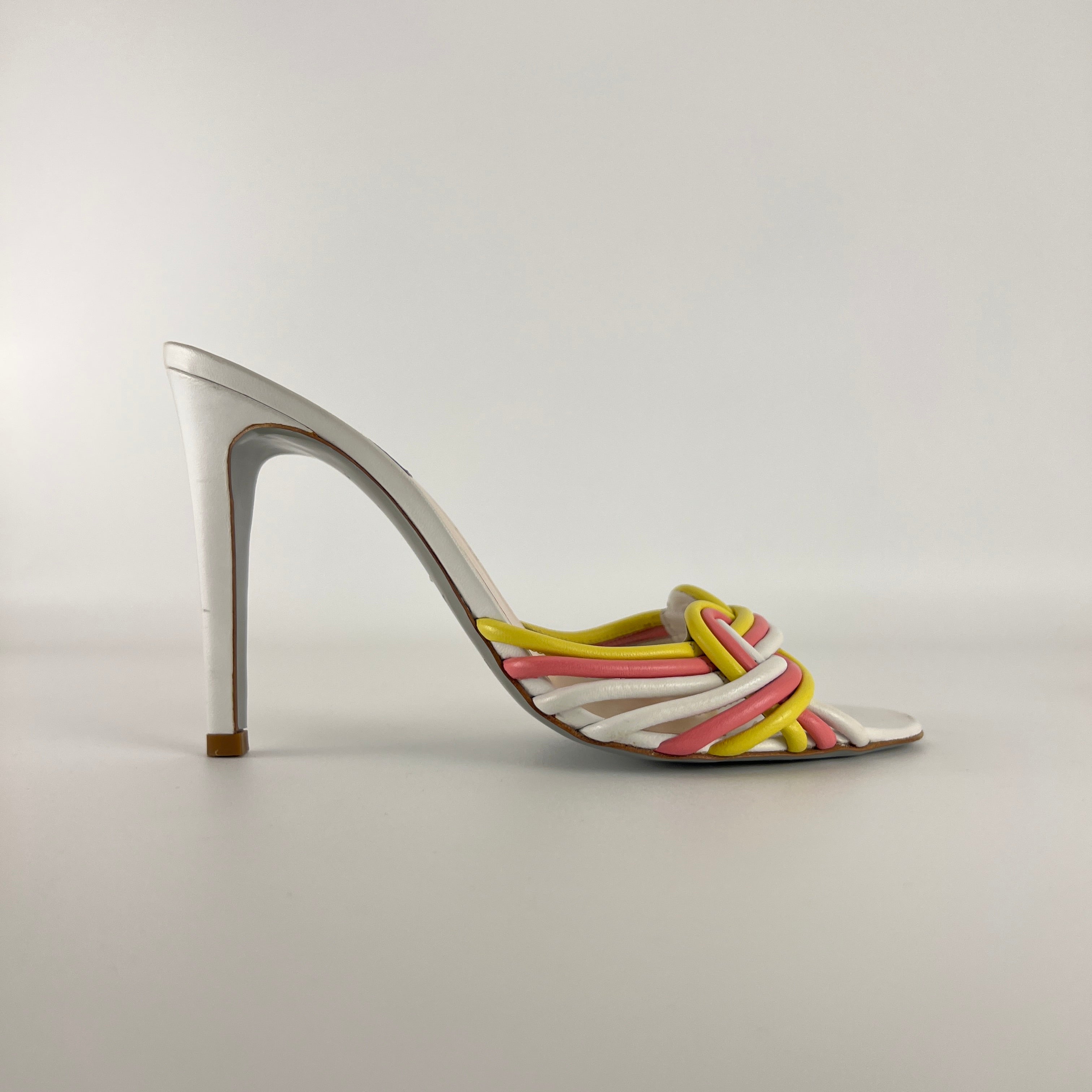 Pucci | Vintage Pink Yellow Twisted Straps Open Toe Mules (38)