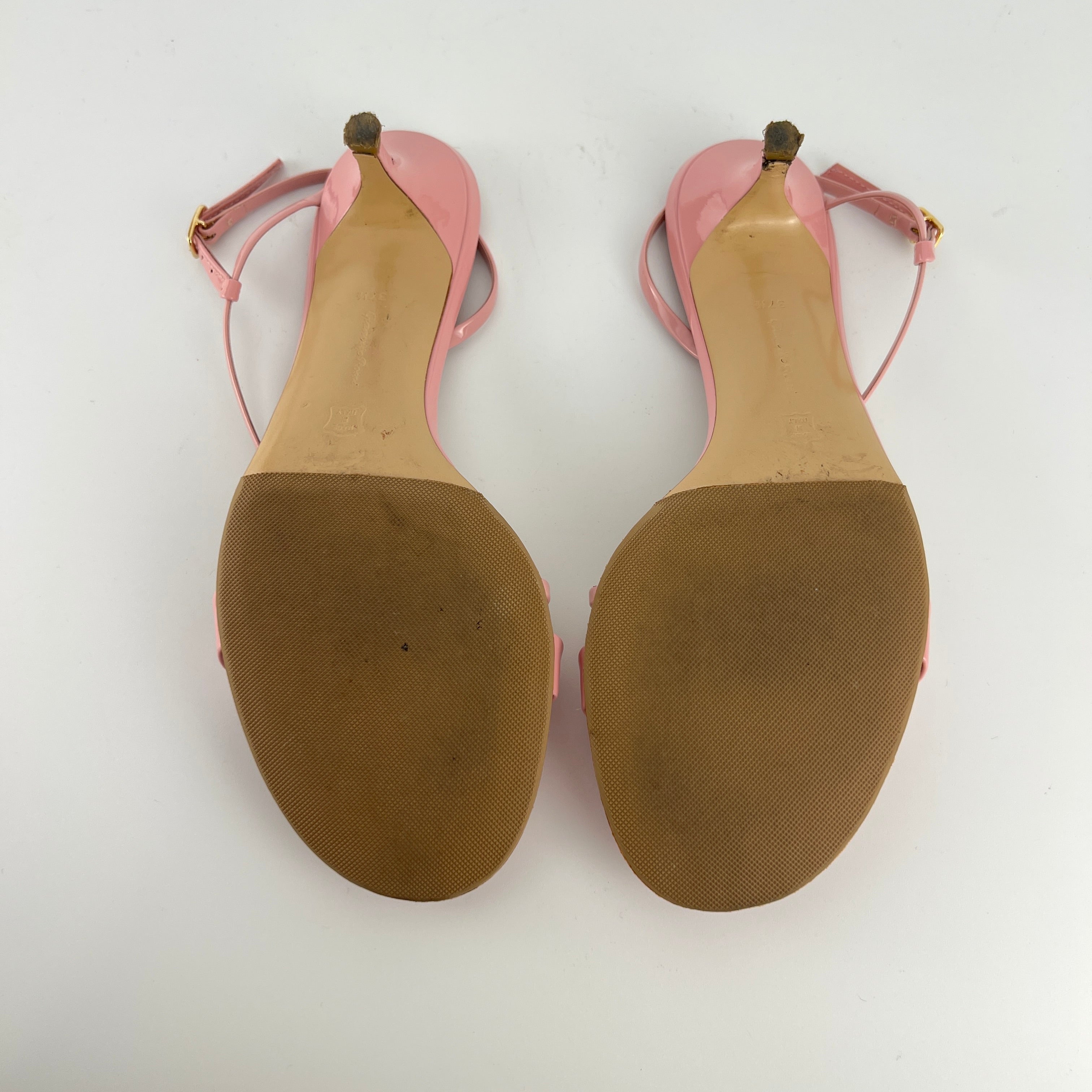 Gianvito Rossi | Manhattan 55 Pink Patent Leather Strappy Sandal Heels (37.5)