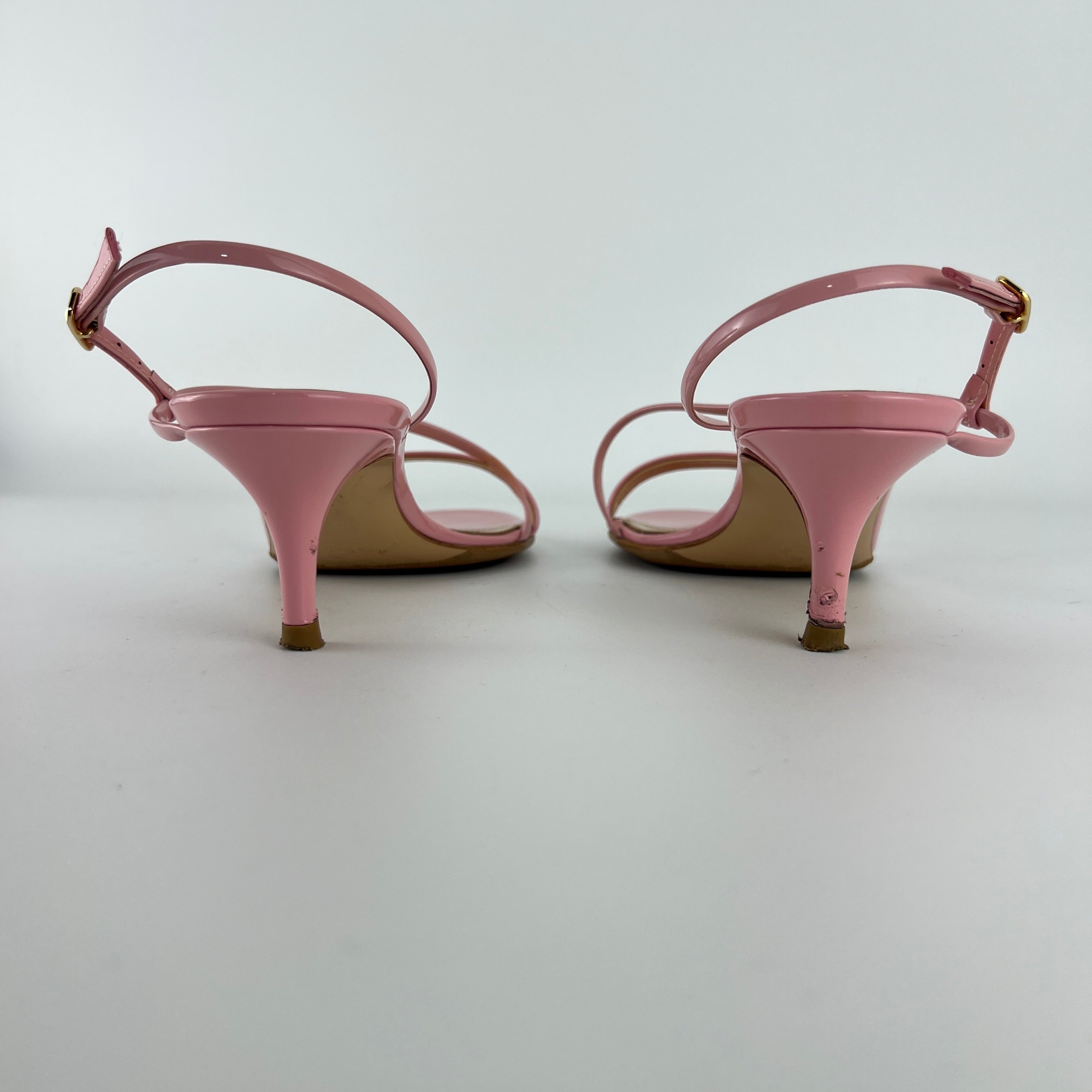 Gianvito Rossi | Manhattan 55 Pink Patent Leather Strappy Sandal Heels (37.5)