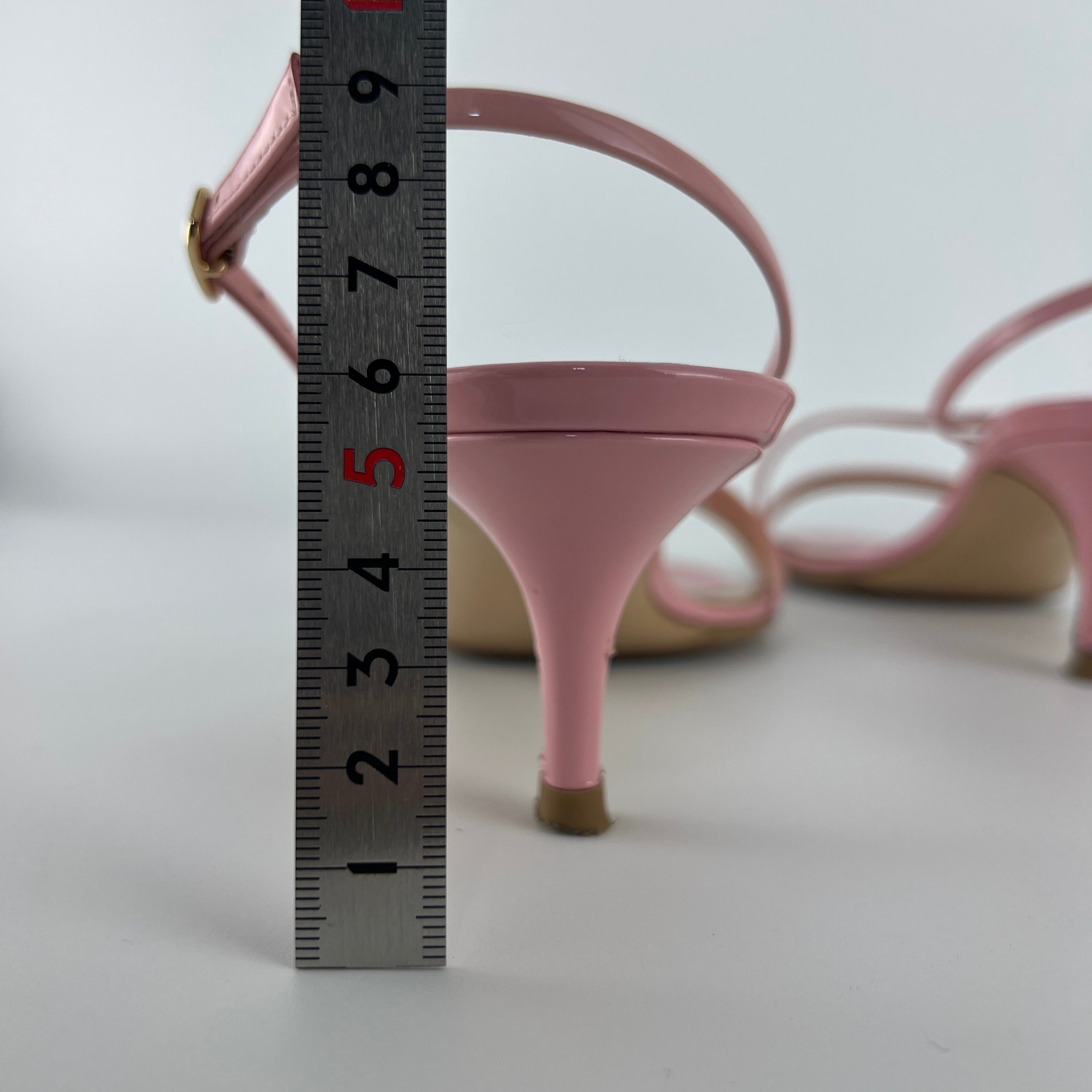 Gianvito Rossi | Manhattan 55 Pink Patent Leather Strappy Sandal Heels (37.5)