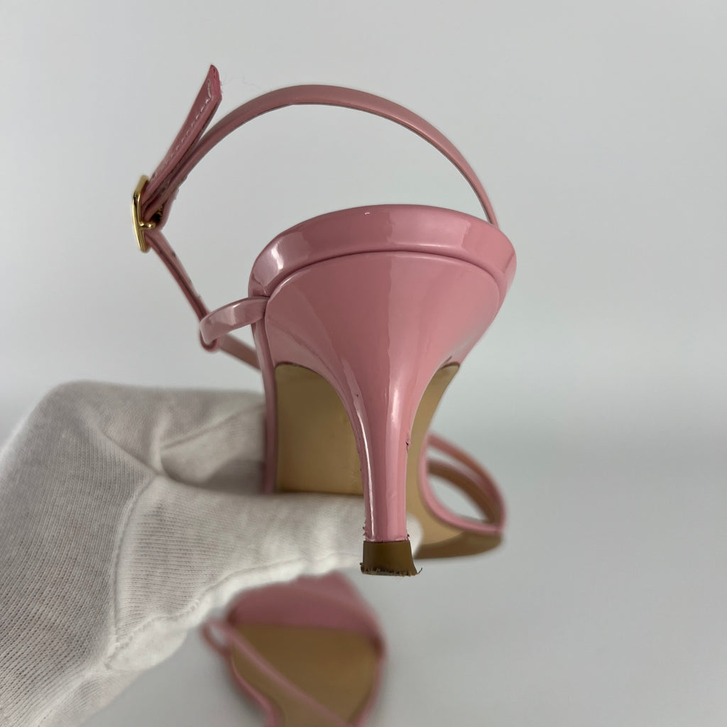 Gianvito Rossi | Manhattan 55 Pink Patent Leather Strappy Sandal Heels (37.5)