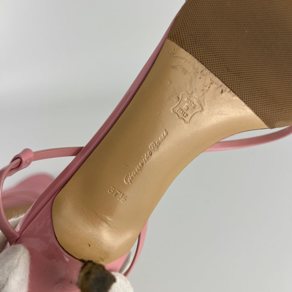 Gianvito Rossi | Manhattan 55 Pink Patent Leather Strappy Sandal Heels (37.5)