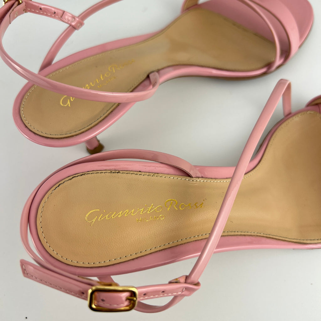 Gianvito Rossi | Manhattan 55 Pink Patent Leather Strappy Sandal Heels (37.5)