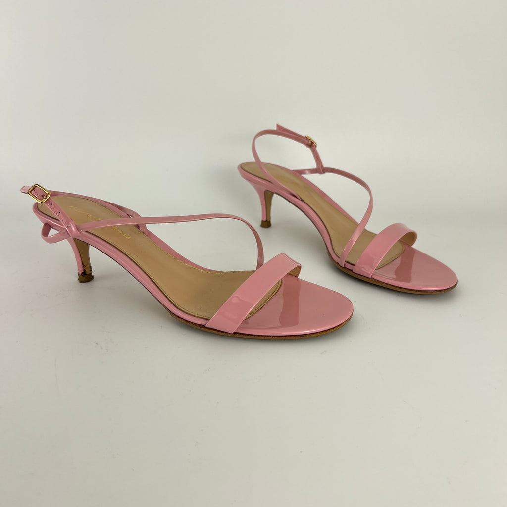 Gianvito Rossi | Manhattan 55 Pink Patent Leather Strappy Sandal Heels (37.5)