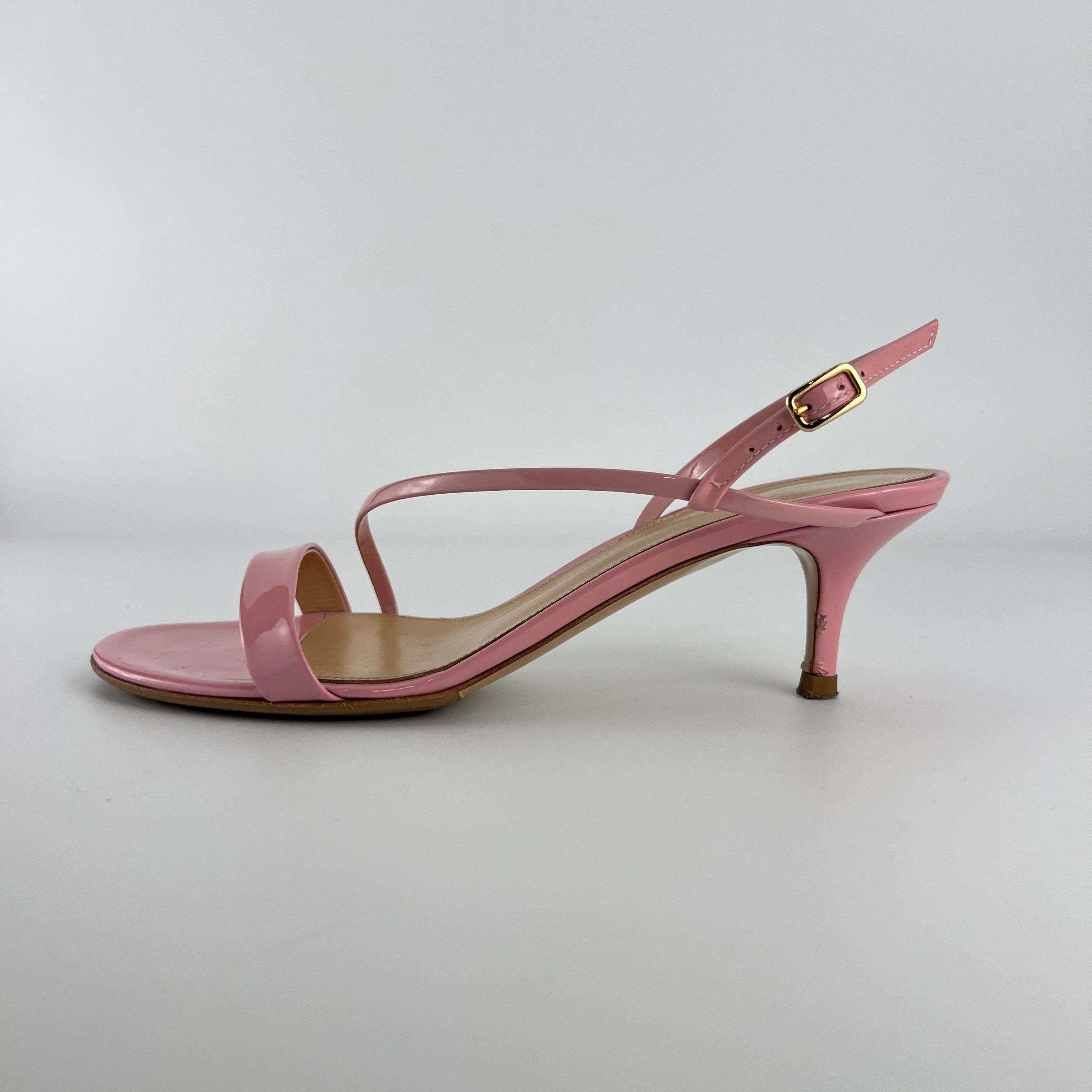 Gianvito Rossi | Manhattan 55 Pink Patent Leather Strappy Sandal Heels (37.5)
