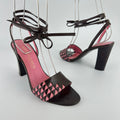 Bottega Veneta | Intrecciato Pink Brown Leather Lace Up Sandal Heels (36.5)