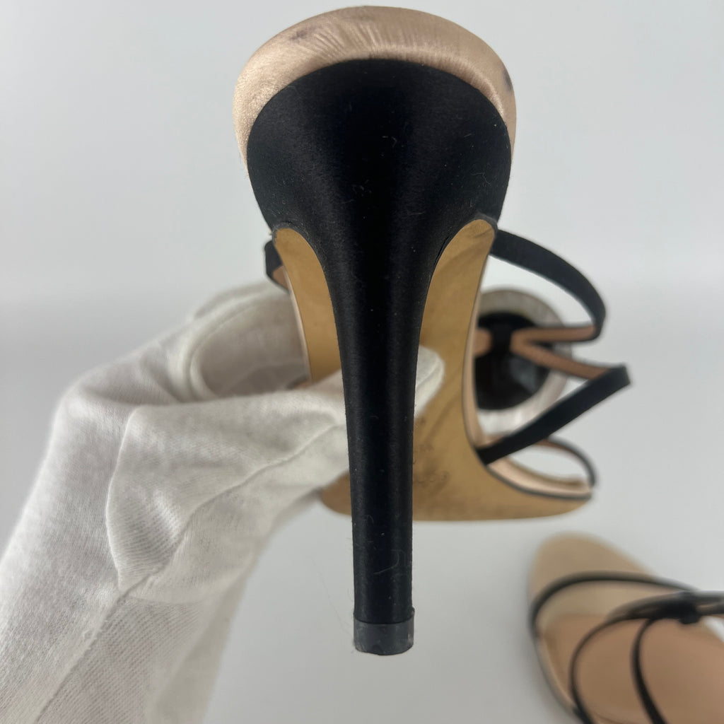 Sergio Rossi | Shell Disc Appliqué Black Strappy Heels (38)