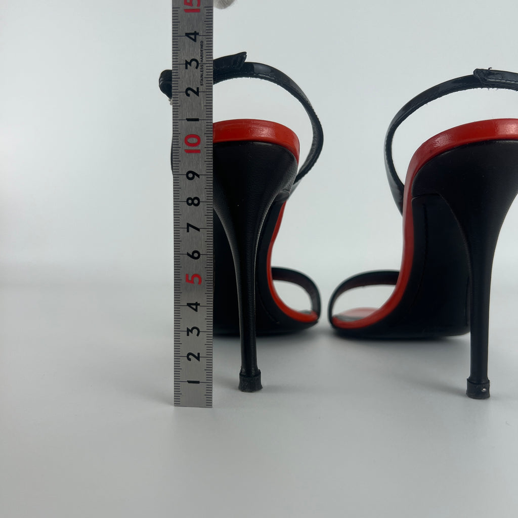Giuseppe Zanotti | Red Black Patent Leather Slingback Heels (38)