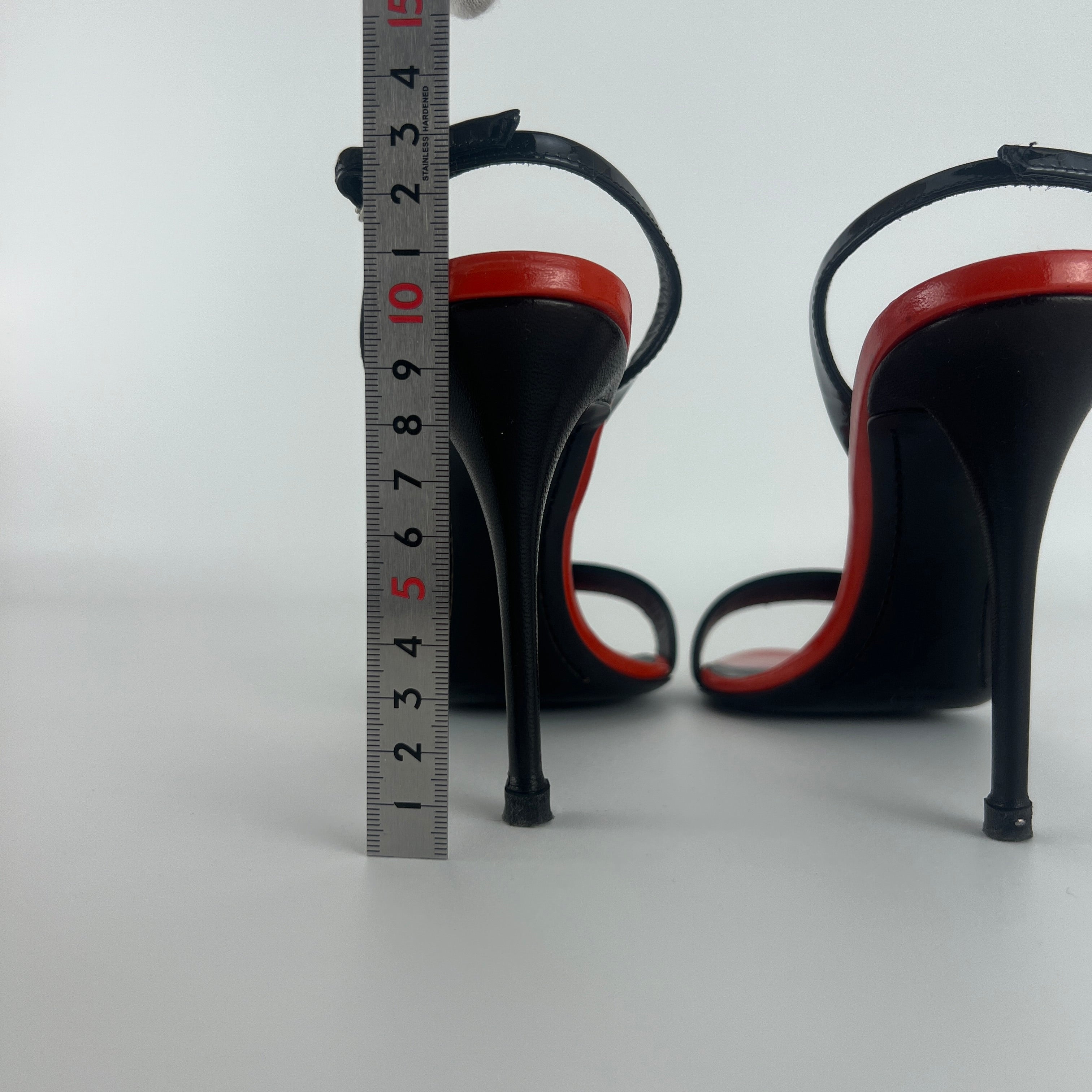 Giuseppe Zanotti | Red Black Patent Leather Slingback Heels (38)