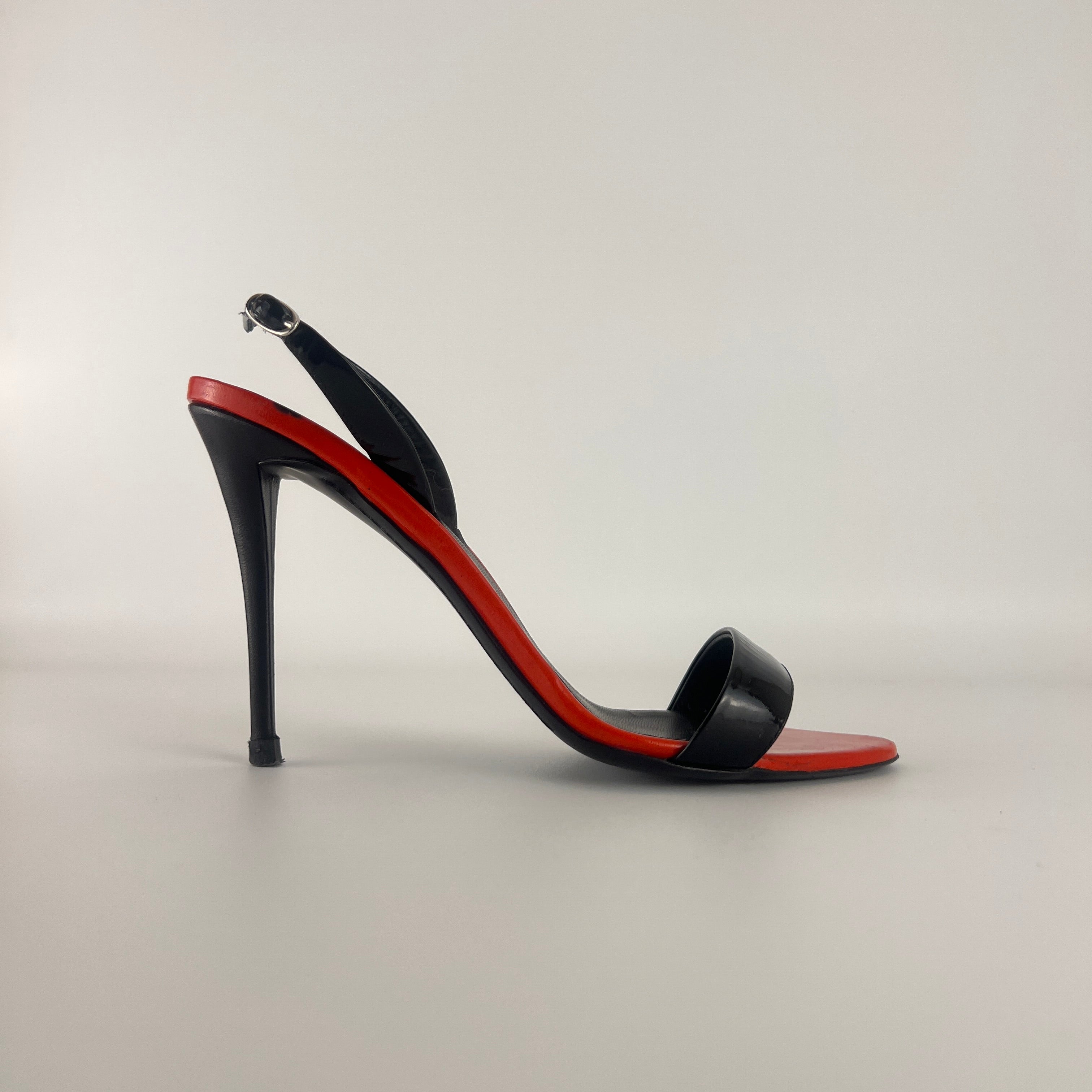 Giuseppe Zanotti | Red Black Patent Leather Slingback Heels (38)