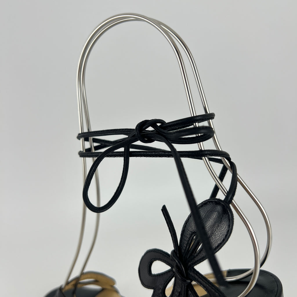 Jimmy Choo | Butterfly Detail Ankle Lace Up Black Strappy Heels (34.5)