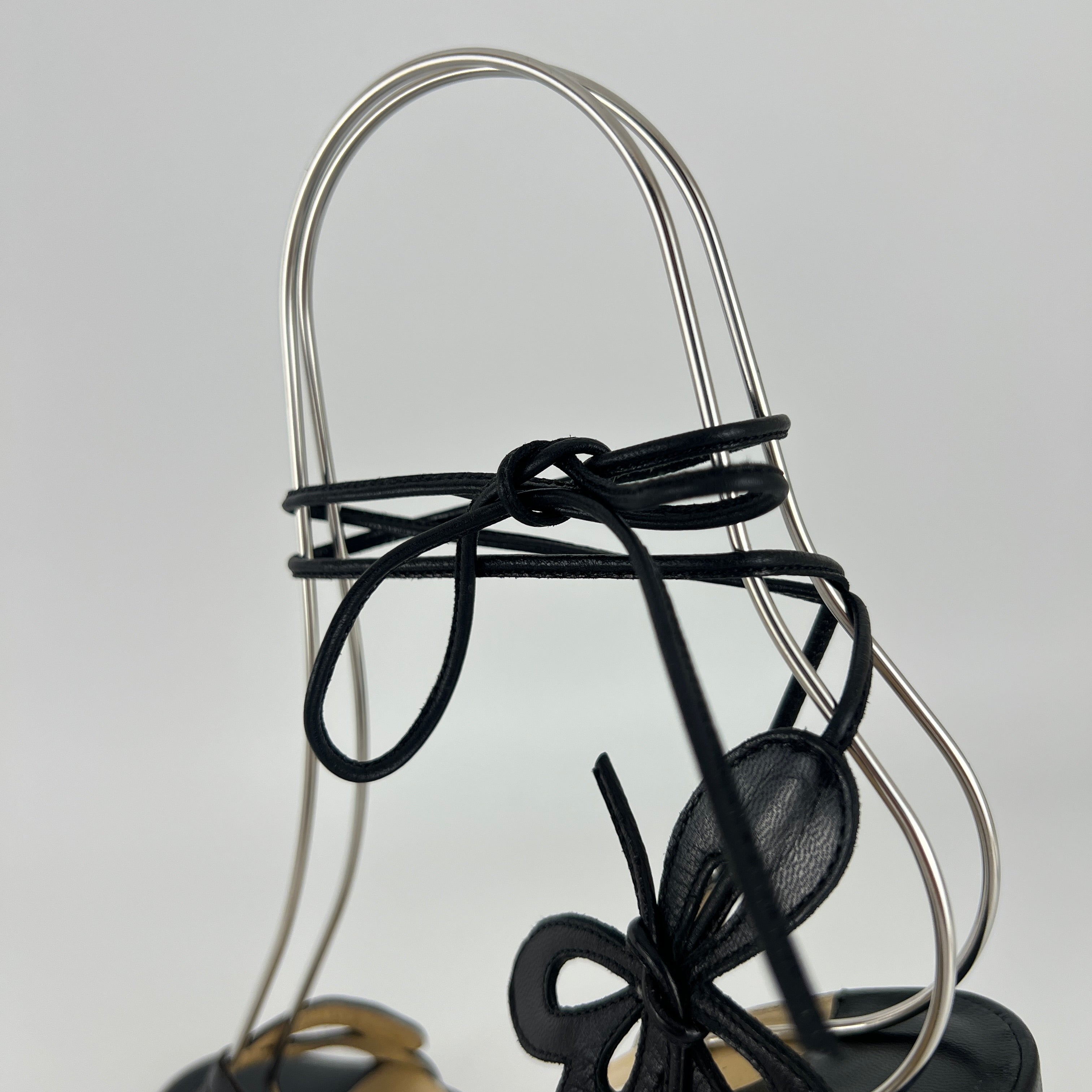 Jimmy Choo | Butterfly Detail Ankle Lace Up Black Strappy Heels (34.5)