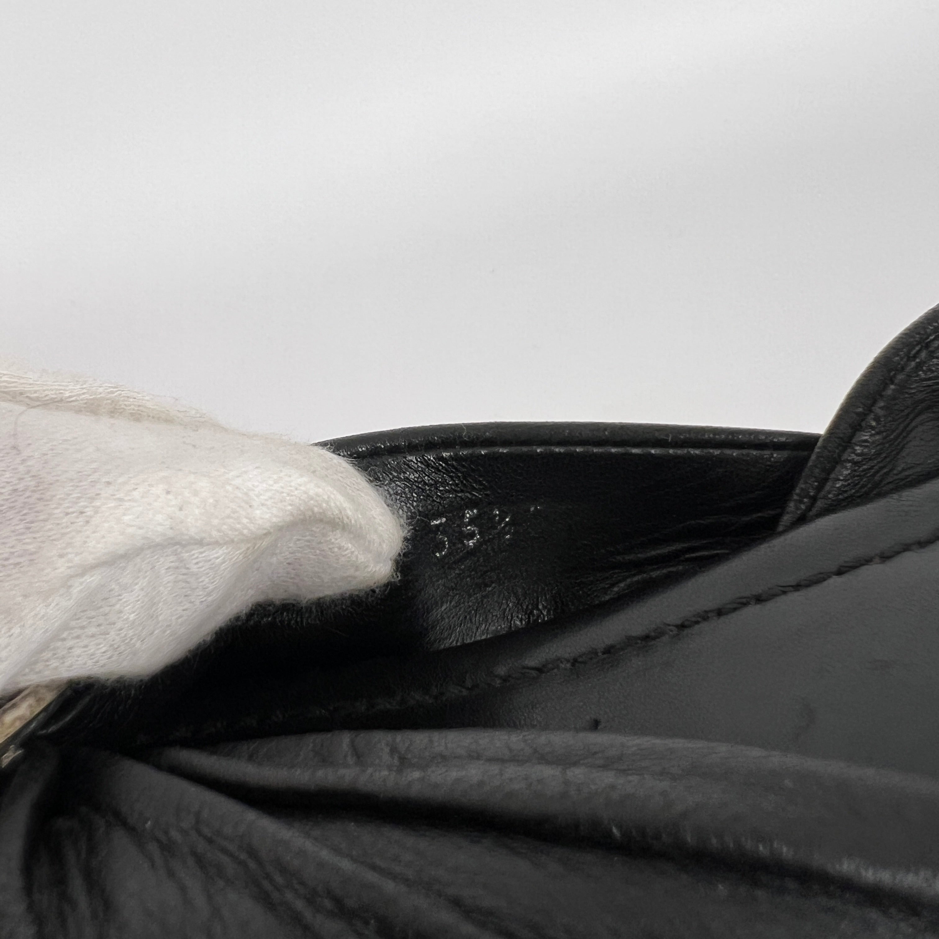 Chanel | Vintage Black Leather Silver Logo Thong Slingback Kitten Heel (35.5)