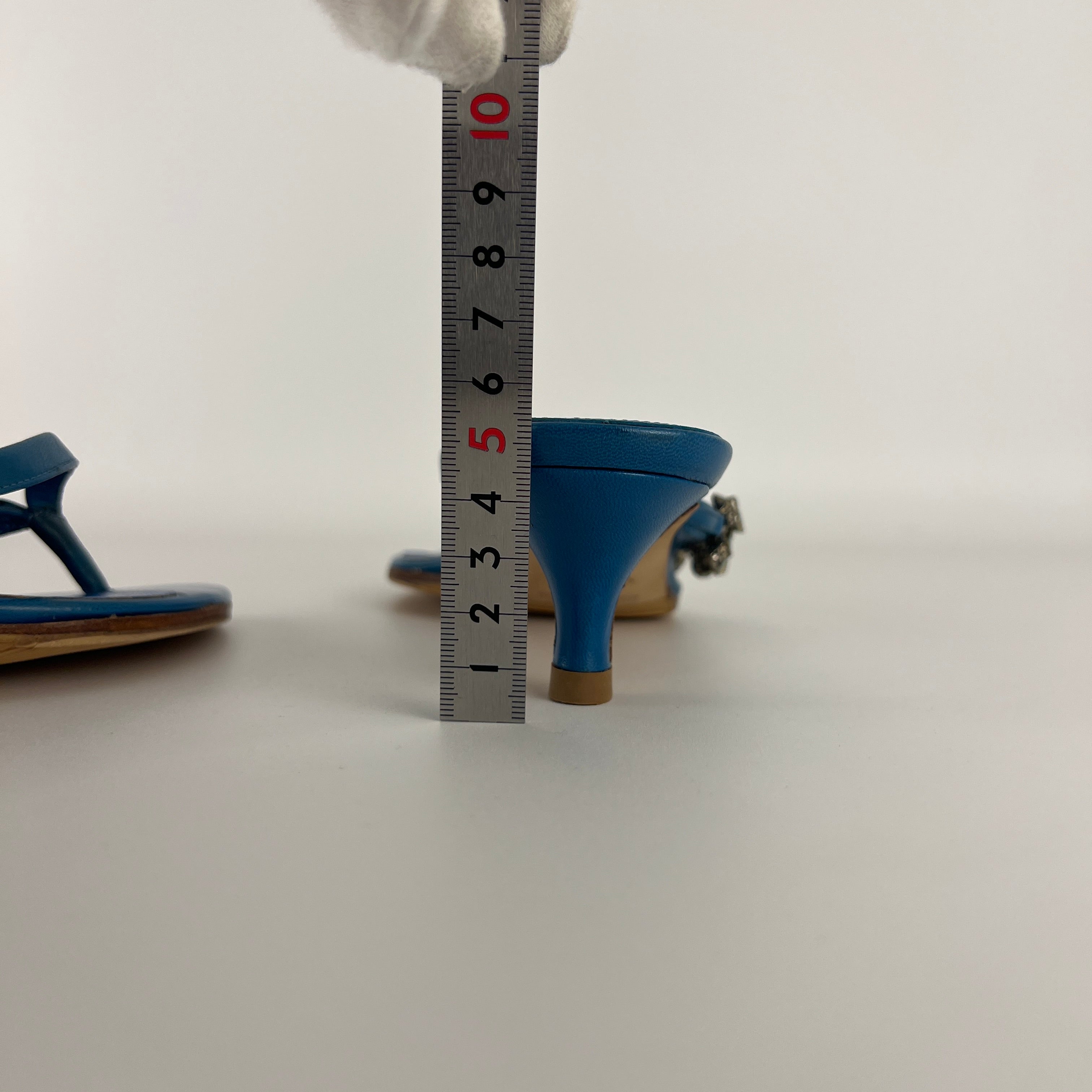 Sergio Rossi | Turquoise Stone Rhinestone Blue Flip Flop Thong Mules (35.5)