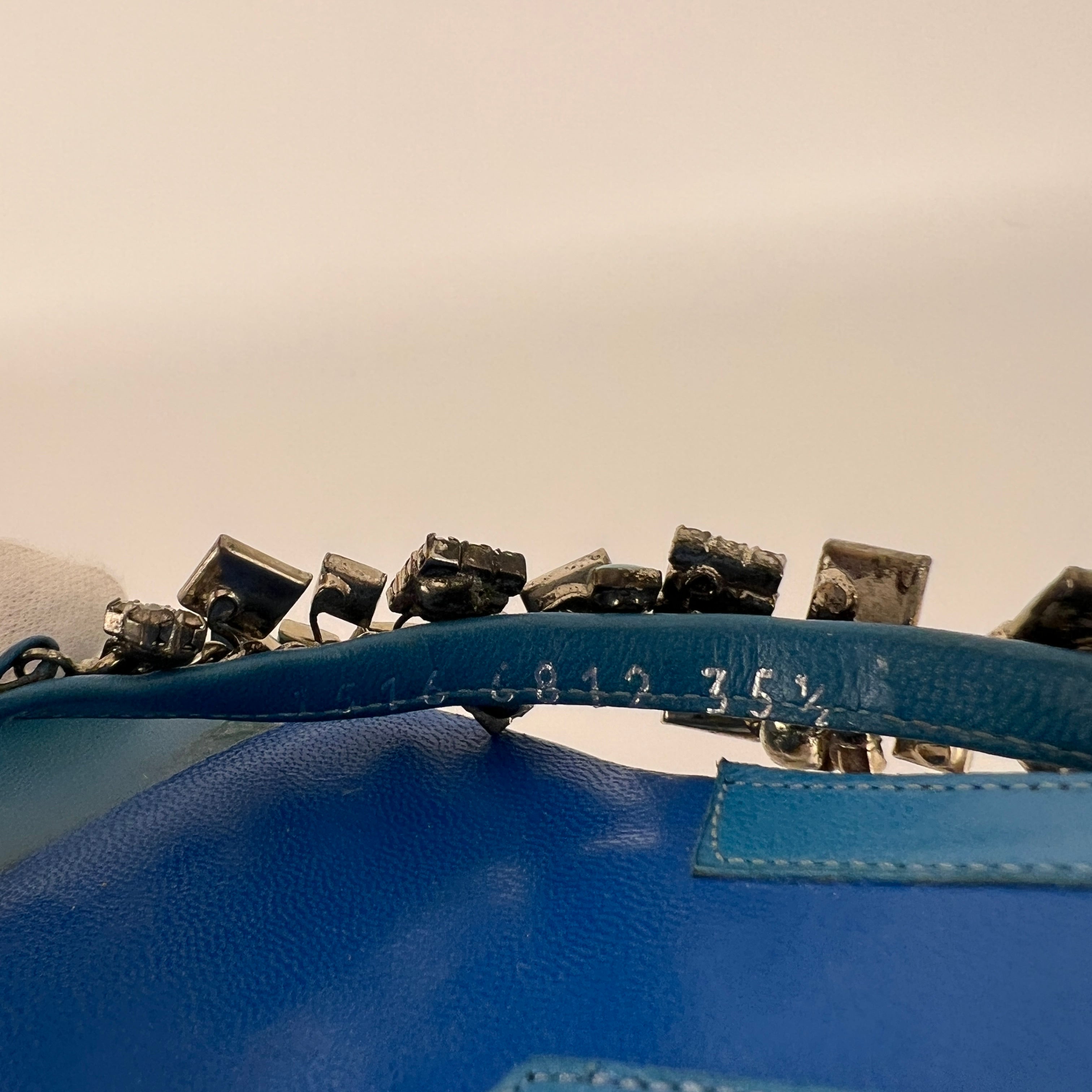 Sergio Rossi | Turquoise Stone Rhinestone Blue Flip Flop Thong Mules (35.5)