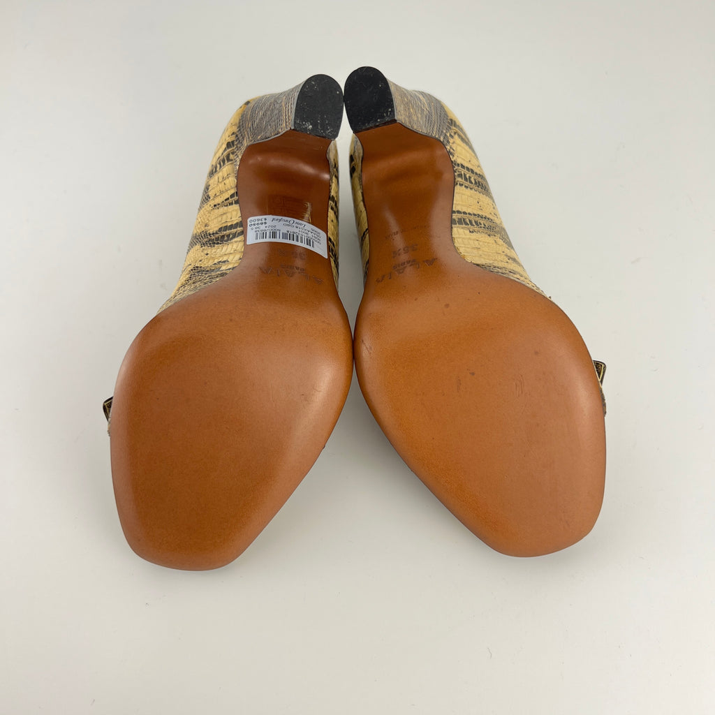 Alaia | Vintage Snake Leather Bow Peep Toe Pump (36.5)