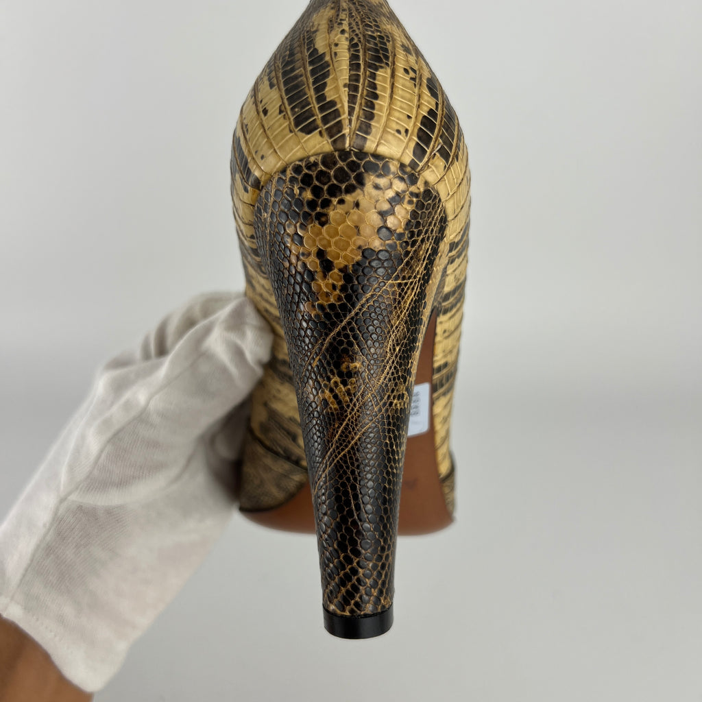 Alaia | Vintage Snake Leather Bow Peep Toe Pump (36.5)