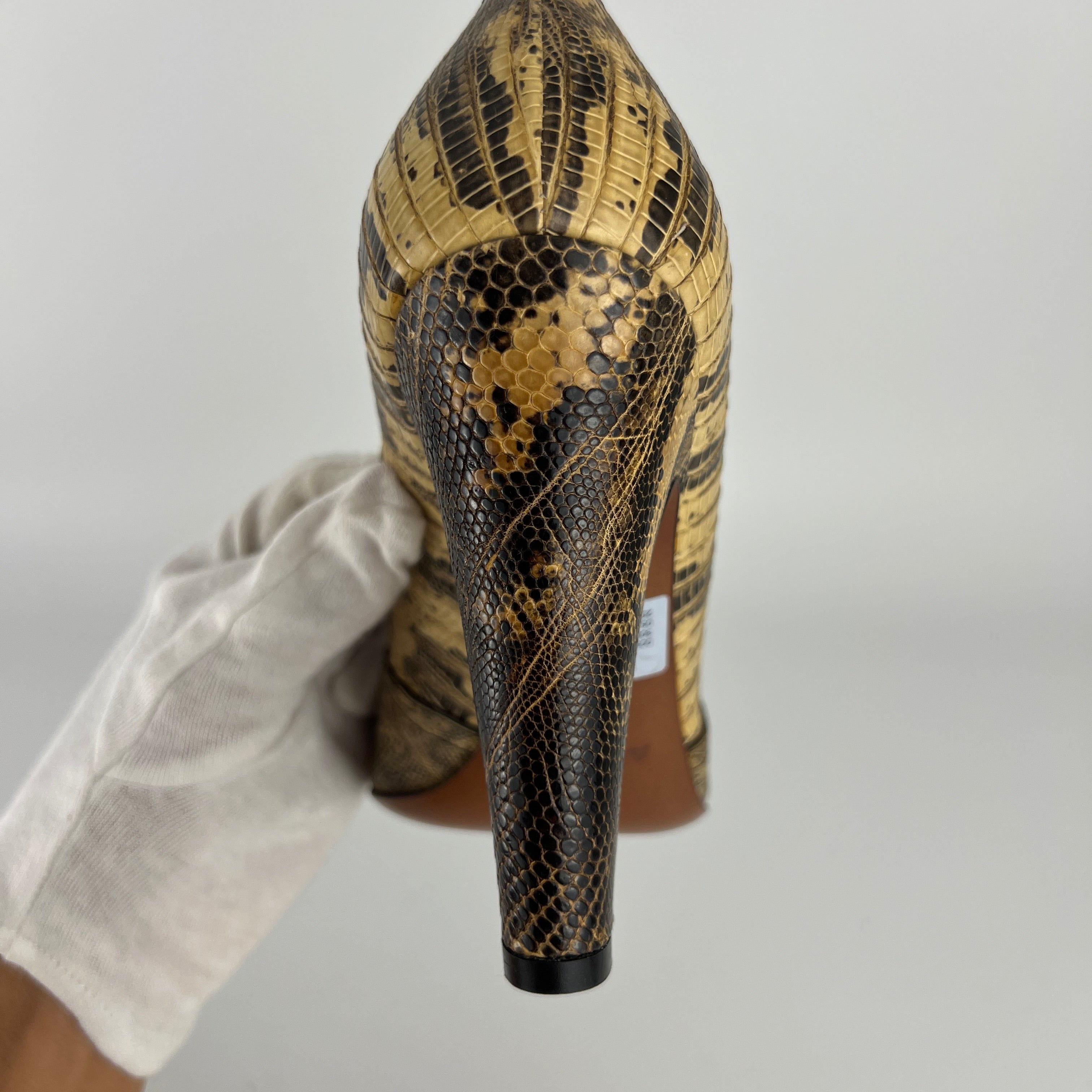 Alaia | Vintage Snake Leather Bow Peep Toe Pump (36.5)
