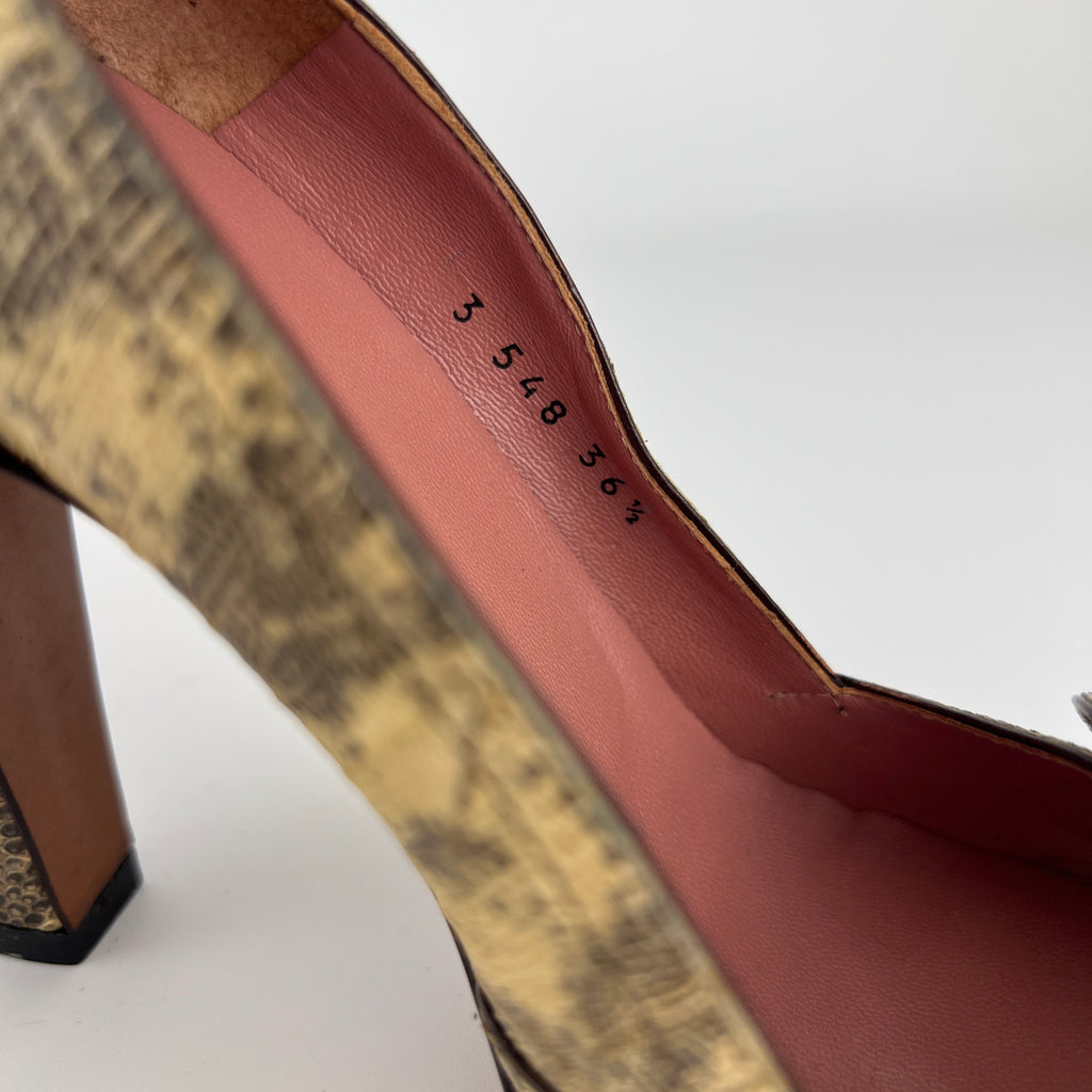 Alaia | Vintage Snake Leather Bow Peep Toe Pump (36.5)