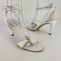 Armani | White Leather Dragonfly Gem Strappy Lace Up Sandal Heels (36)