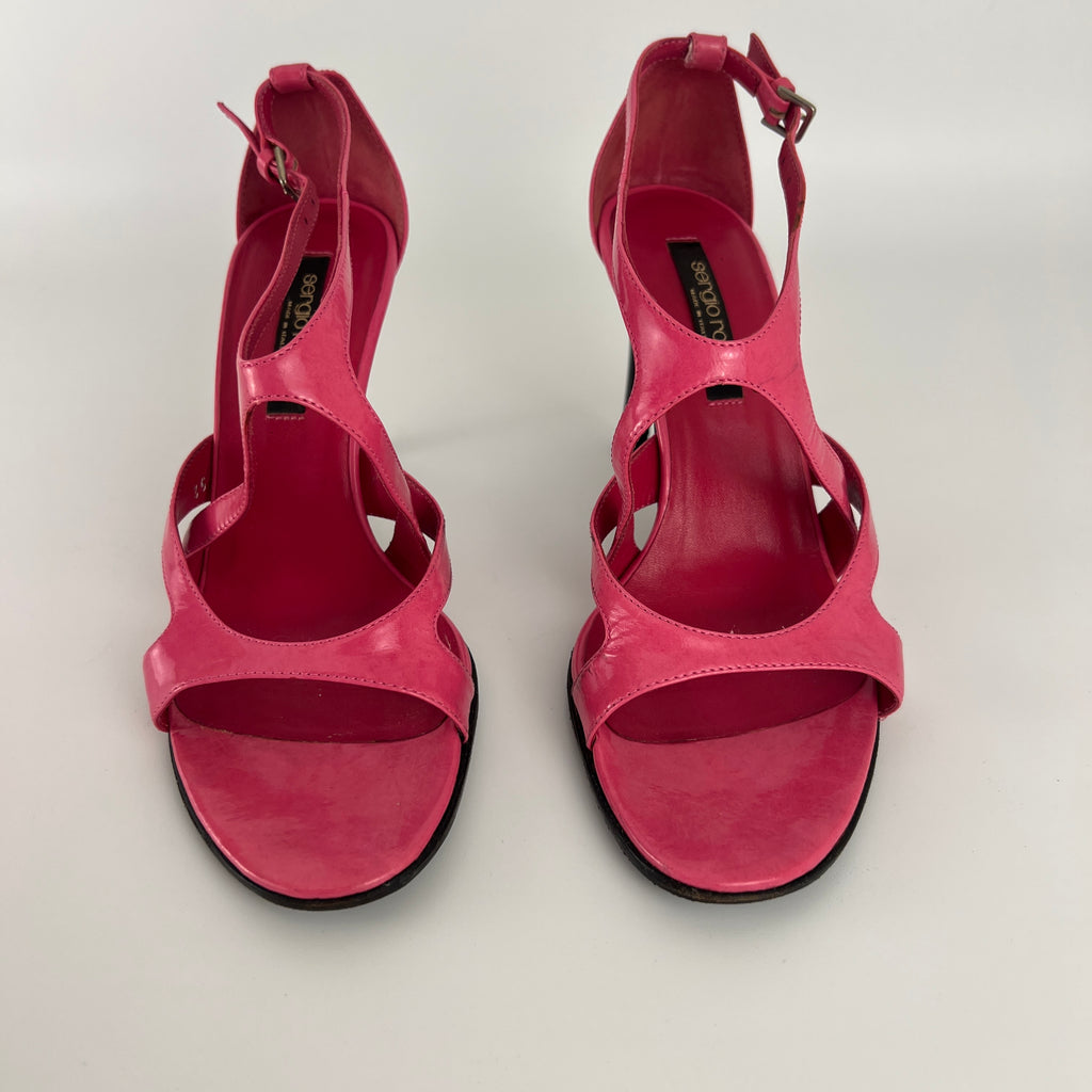 Sergio Rossi | Pink Patent Leather Strappy Sandal Stiletto Heels (35)