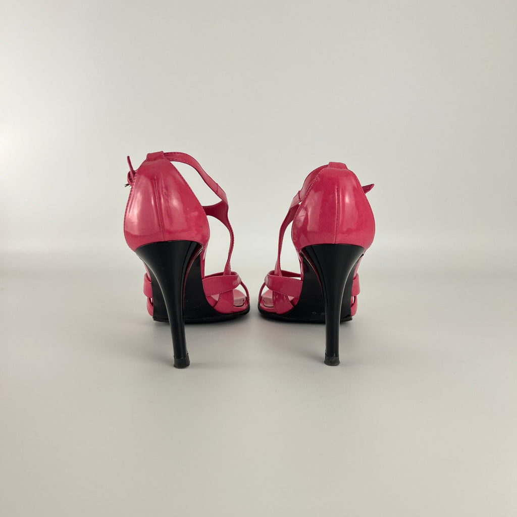 Sergio Rossi | Pink Patent Leather Strappy Sandal Stiletto Heels (35)