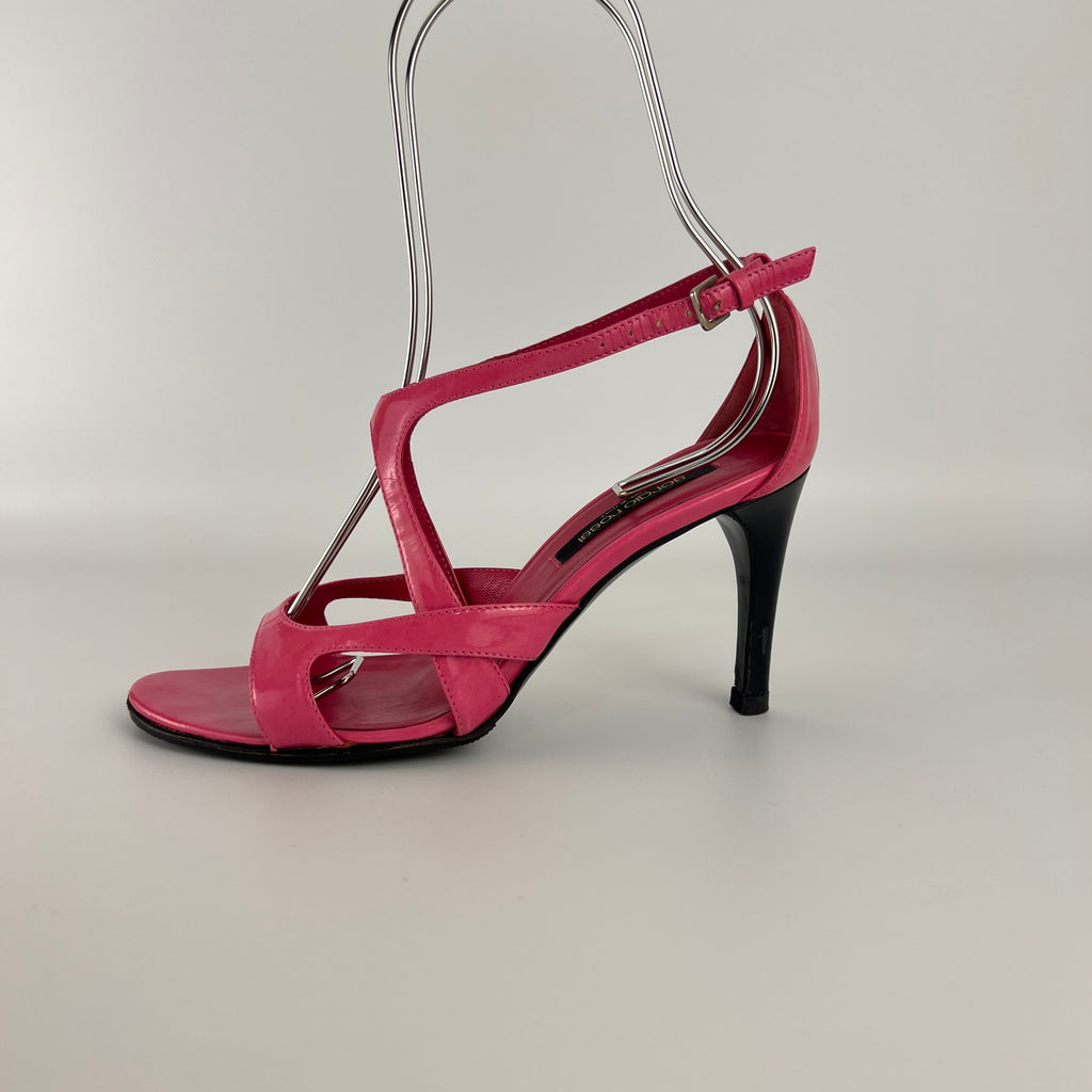 Sergio Rossi | Pink Patent Leather Strappy Sandal Stiletto Heels (35)