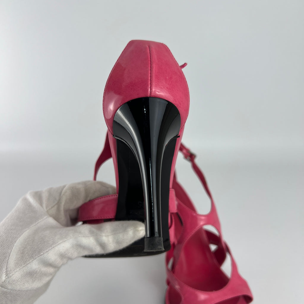 Sergio Rossi | Pink Patent Leather Strappy Sandal Stiletto Heels (35)