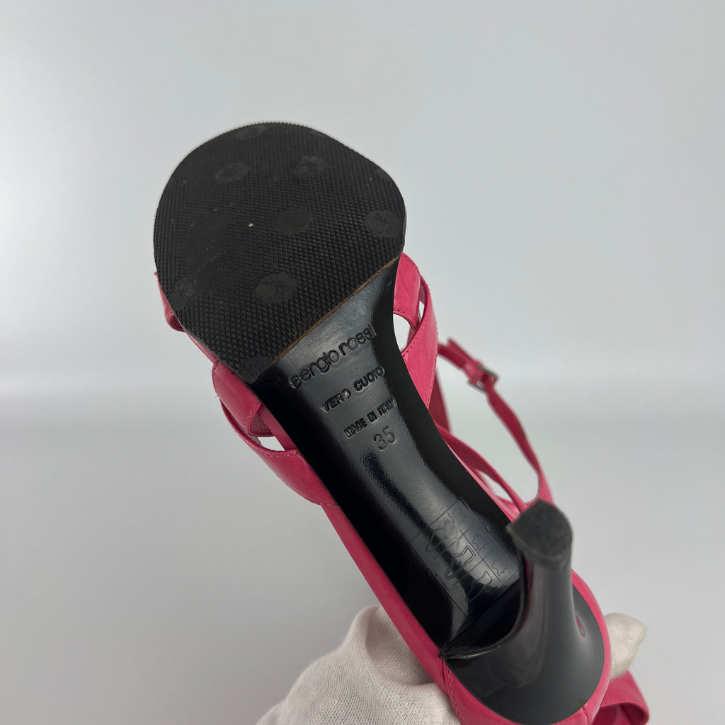 Sergio Rossi | Pink Patent Leather Strappy Sandal Stiletto Heels (35)