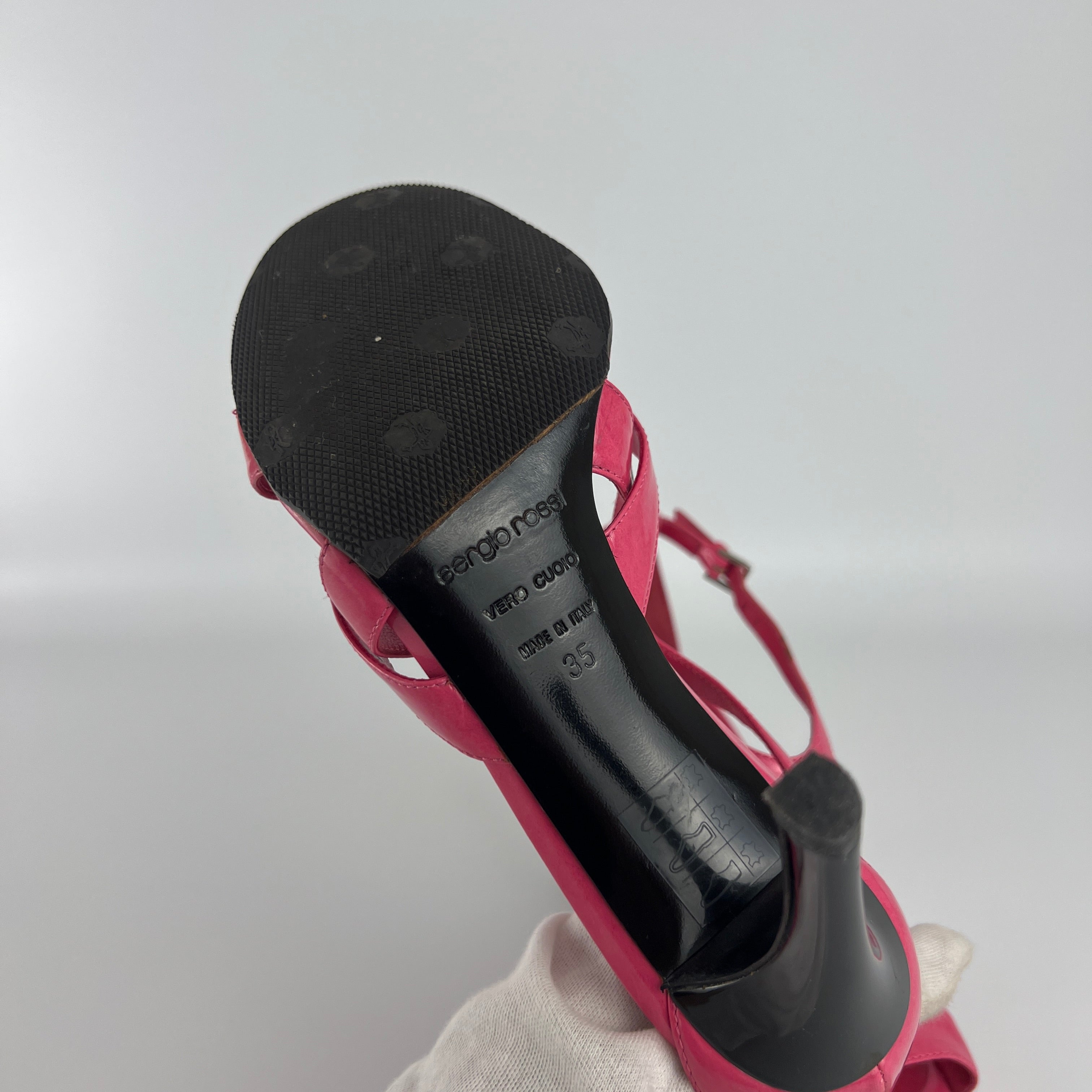 Sergio Rossi | Pink Patent Leather Strappy Sandal Stiletto Heels (35)