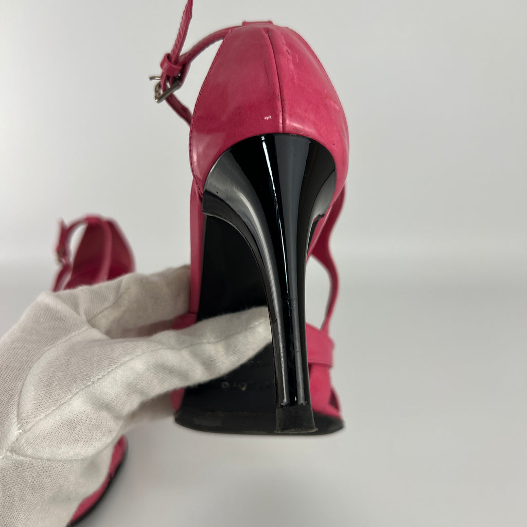 Sergio Rossi | Pink Patent Leather Strappy Sandal Stiletto Heels (35)