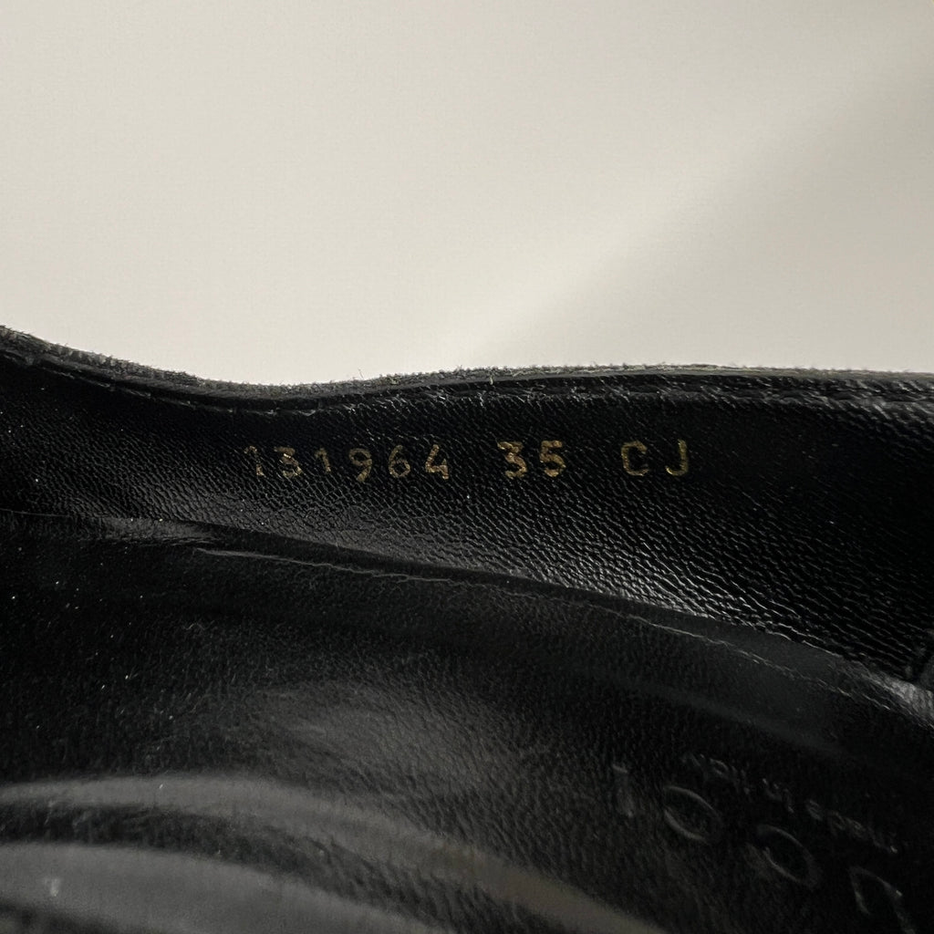 Gucci | Vintage Tom Ford Era Black GG Monogram Canvas Gold Horse Bit Pumps (35)