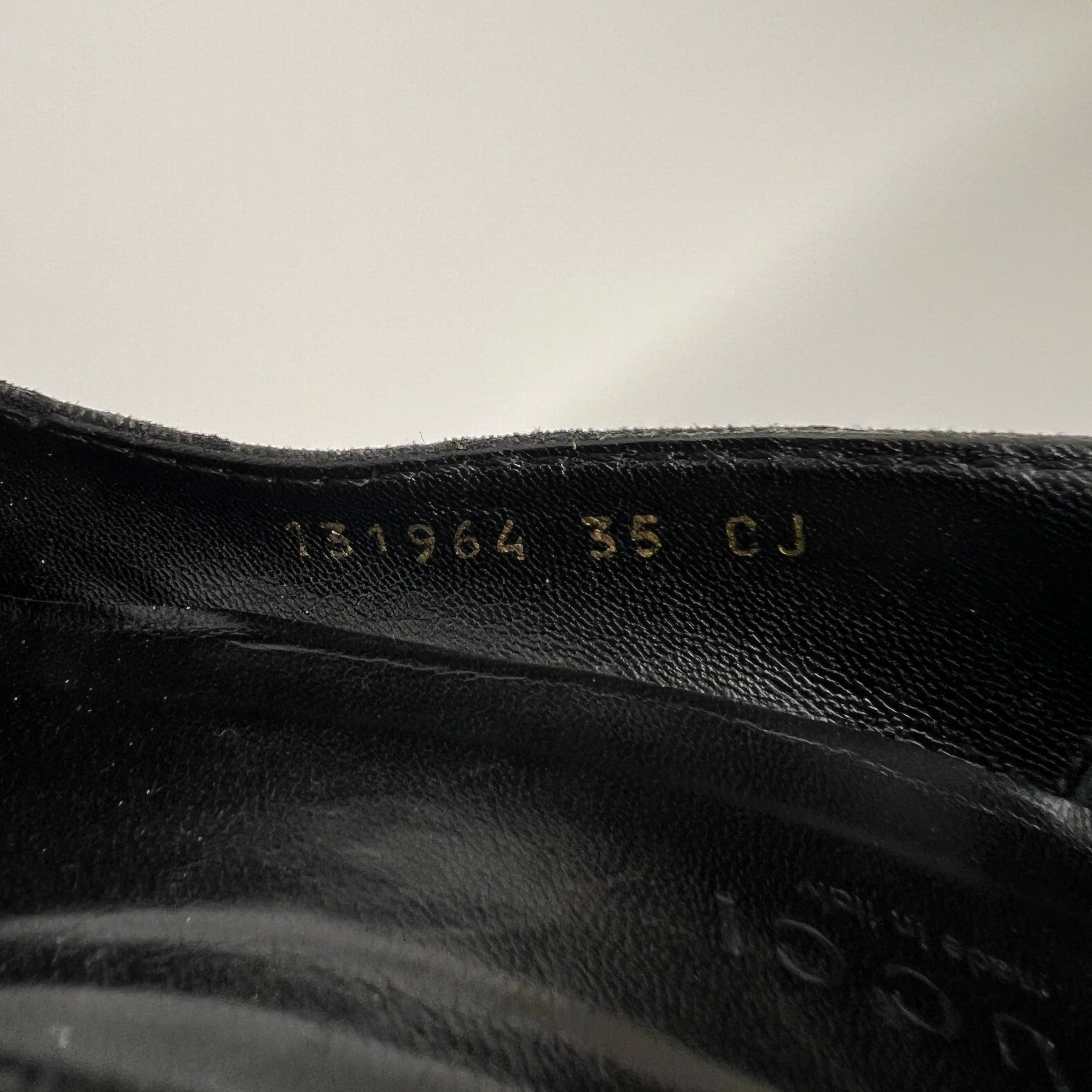 Gucci | Vintage Tom Ford Era Black GG Monogram Canvas Gold Horse Bit Pumps (35)