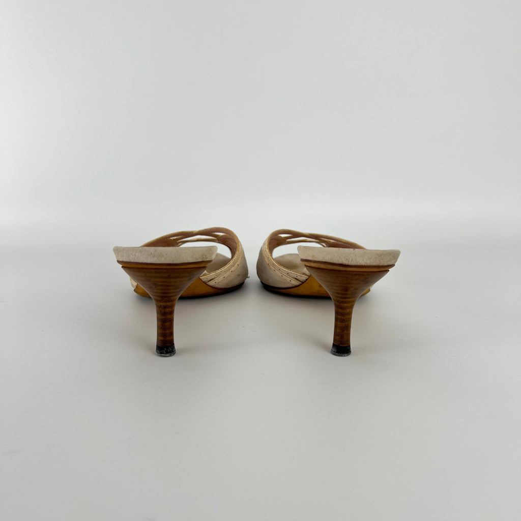 Gucci | Cream Beige Suede Leather Strappy Sandal Slide Mules (36)
