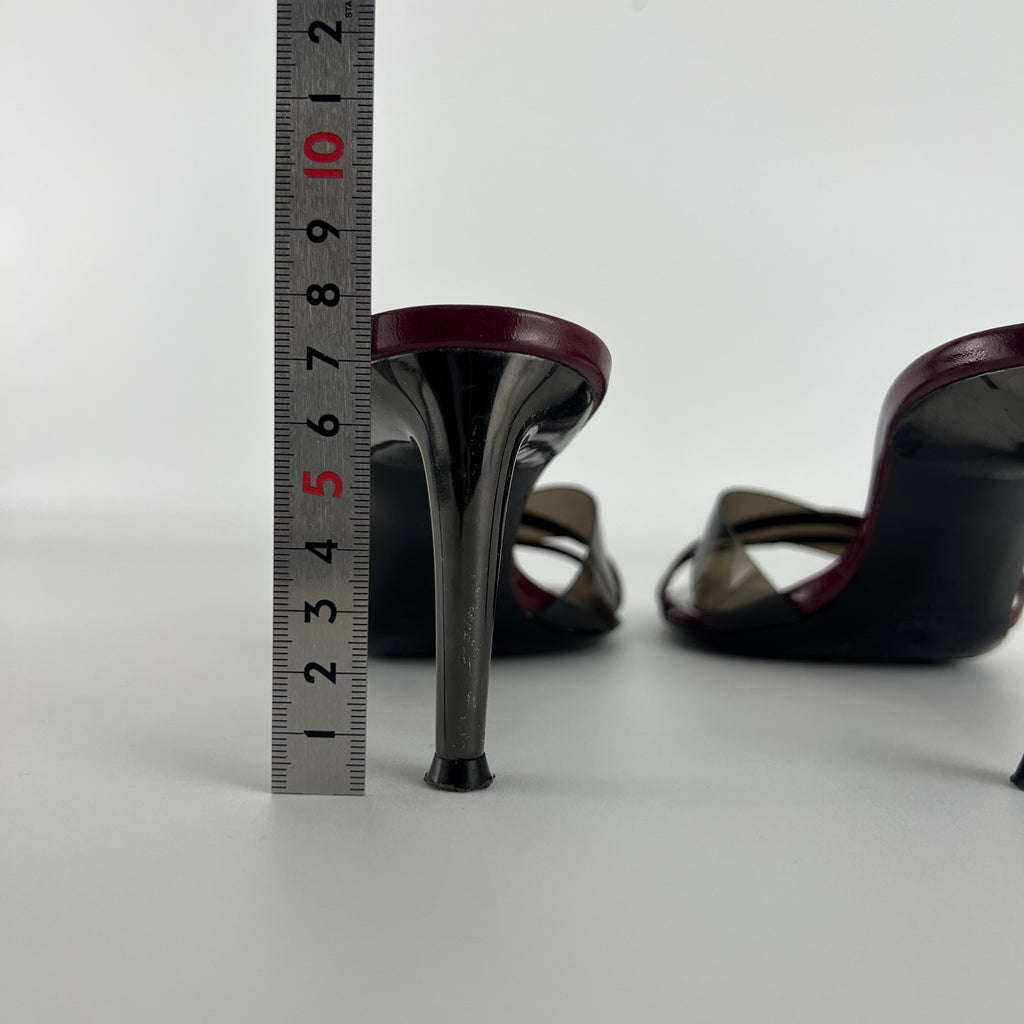 Sergio Rossi | Metallic Purple PVC Strap Silver Heel Mules (36)