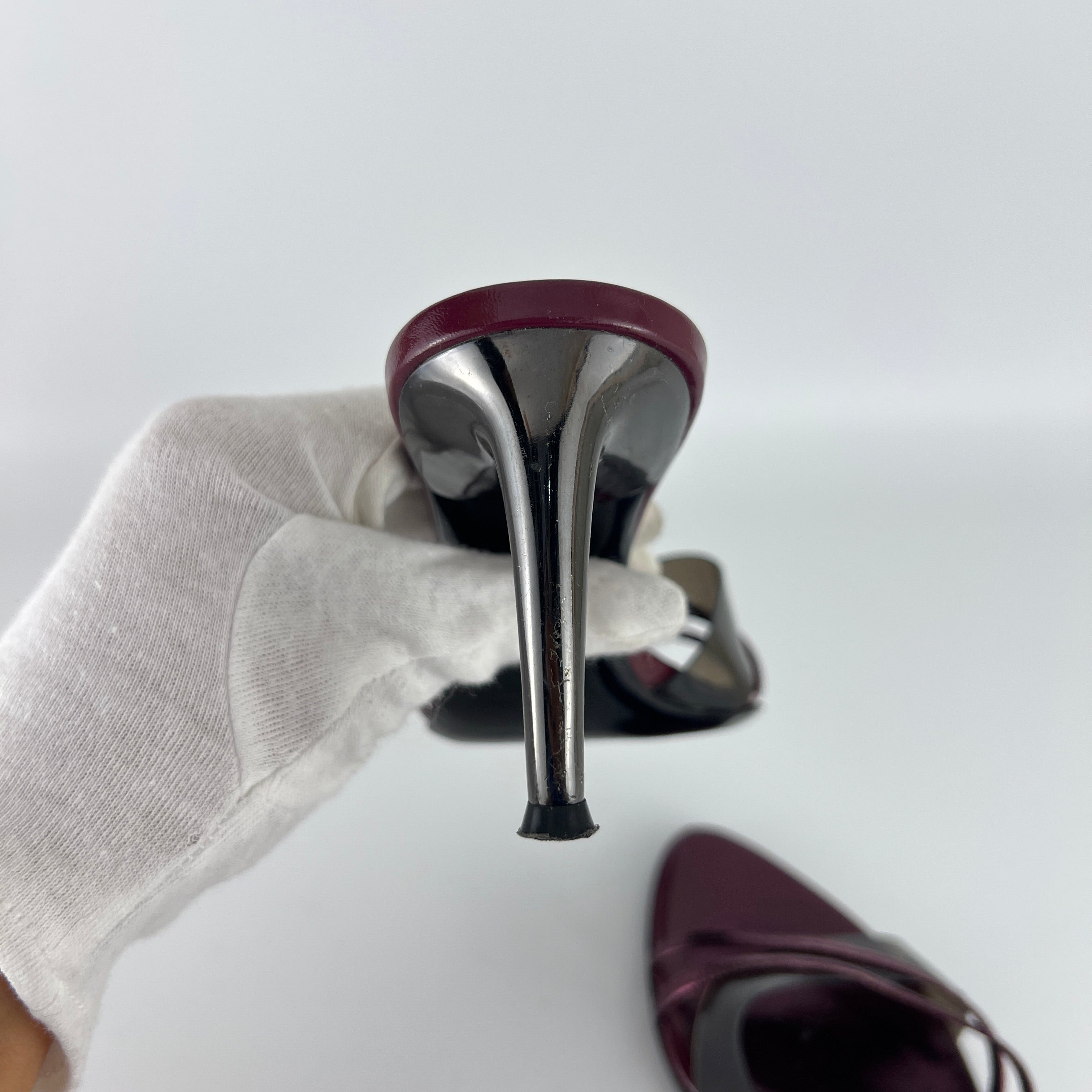 Sergio Rossi | Metallic Purple PVC Strap Silver Heel Mules (36)