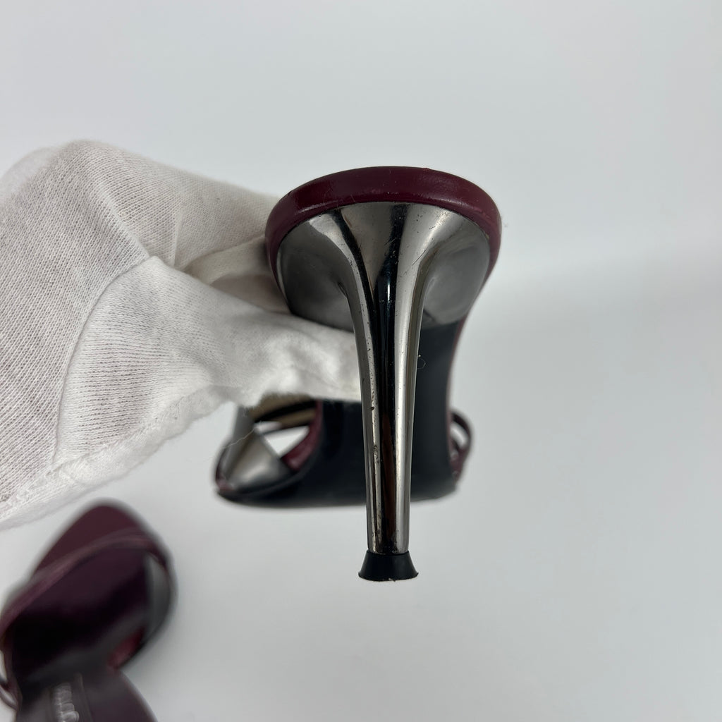 Sergio Rossi | Metallic Purple PVC Strap Silver Heel Mules (36)