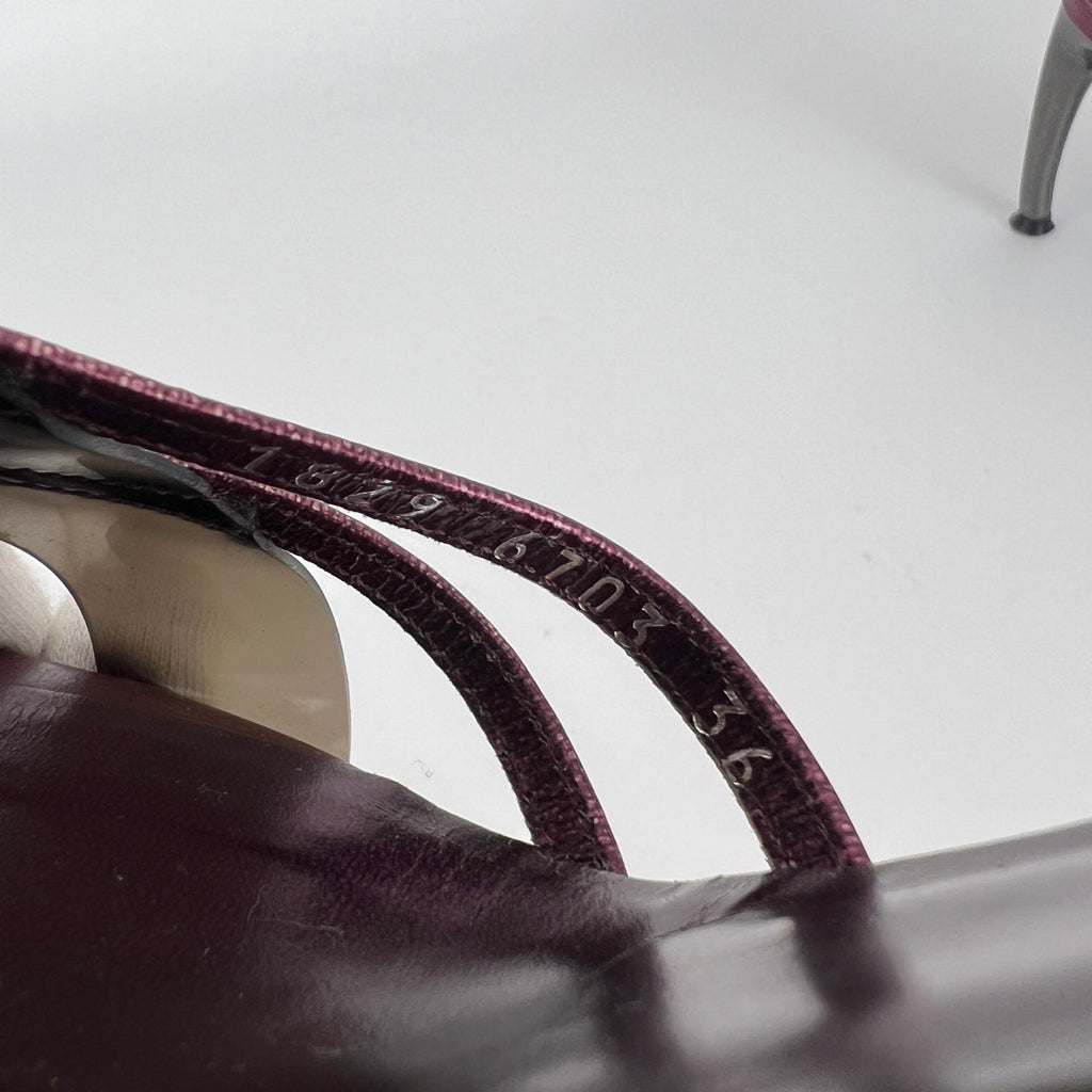 Sergio Rossi | Metallic Purple PVC Strap Silver Heel Mules (36)