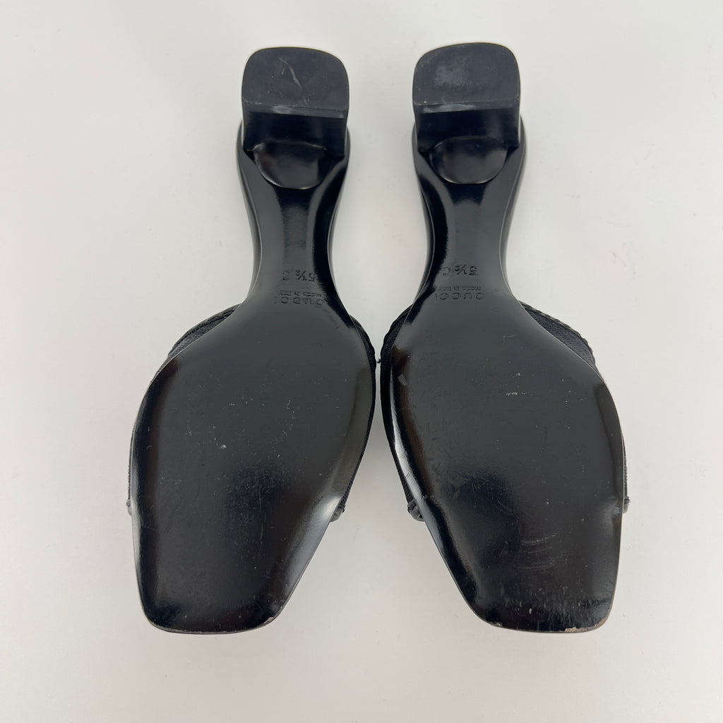 Gucci | Black Canvas GG Monogram Mid Heel Block Heels (35.5)