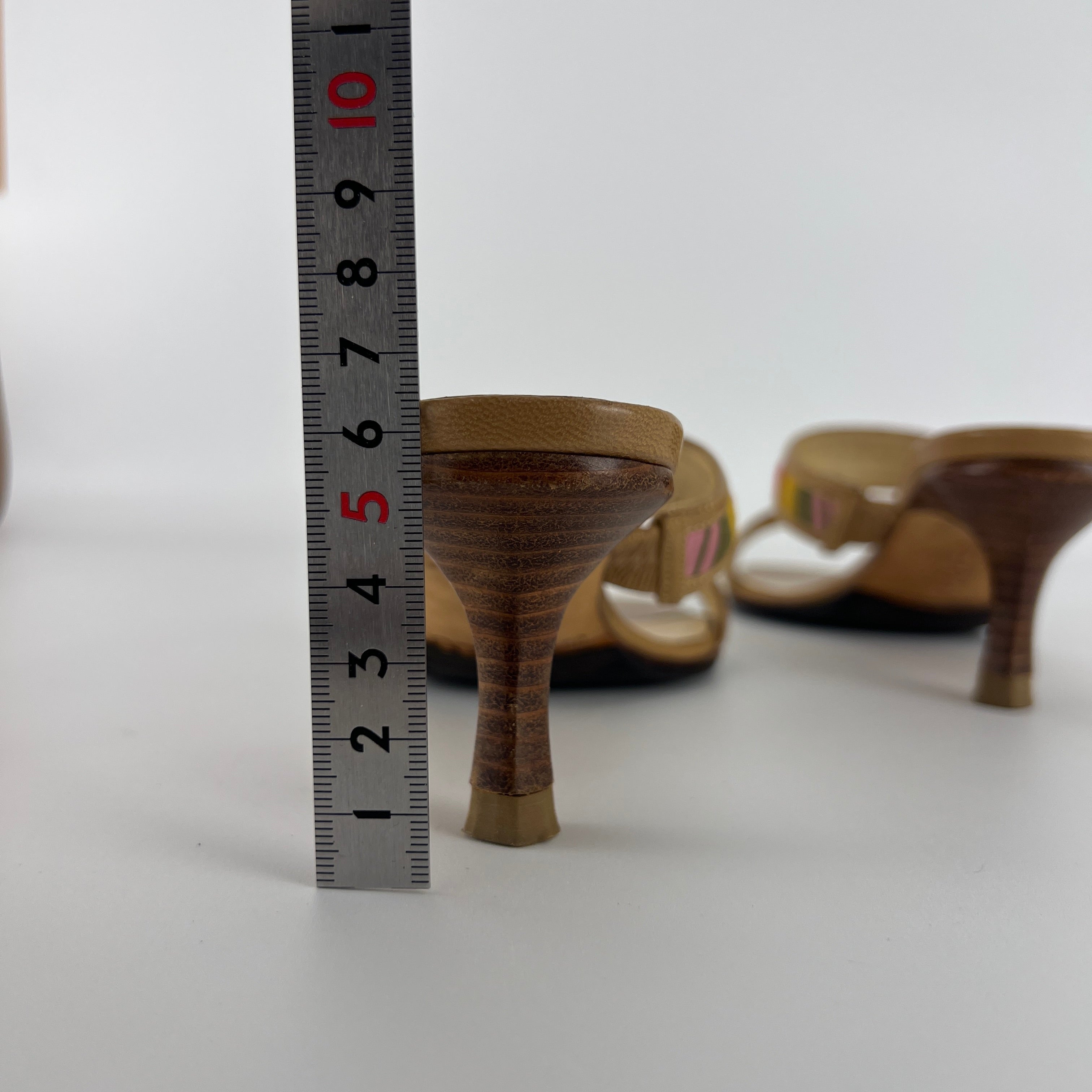 Jimmy Choo | Colourful Straps Tan Dual Strap Mid Heel Mules (35)