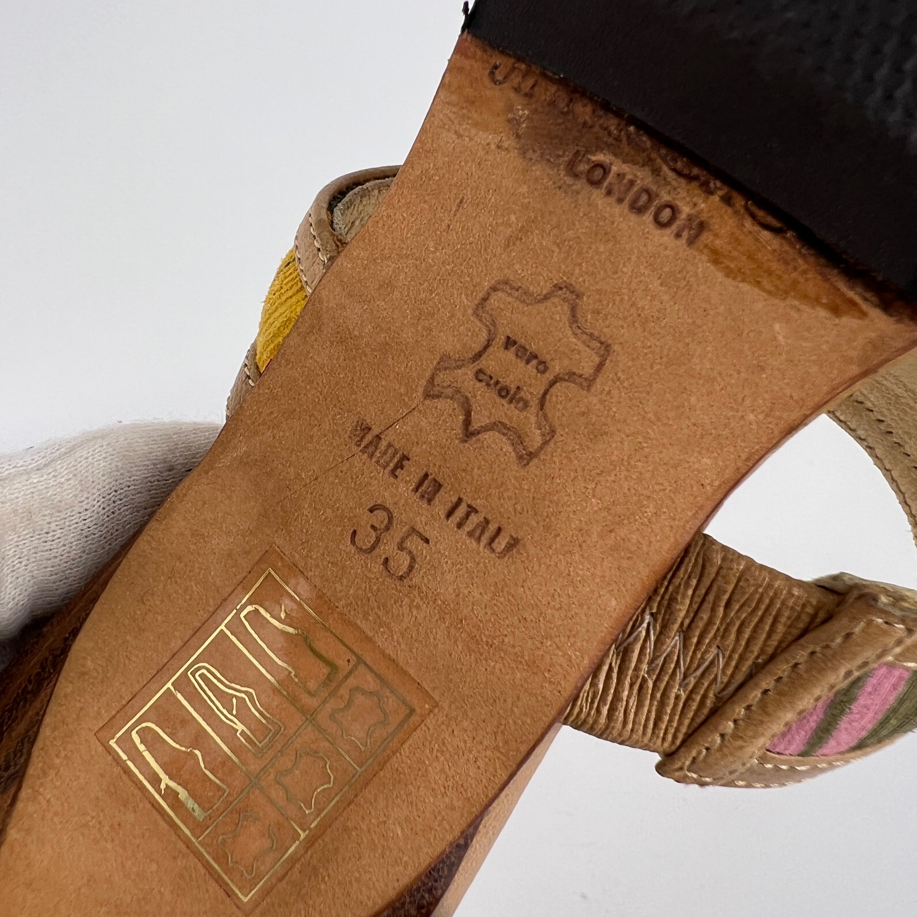 Jimmy Choo | Colourful Straps Tan Dual Strap Mid Heel Mules (35)