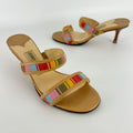 Jimmy Choo | Colourful Straps Tan Dual Strap Mid Heel Mules (35)