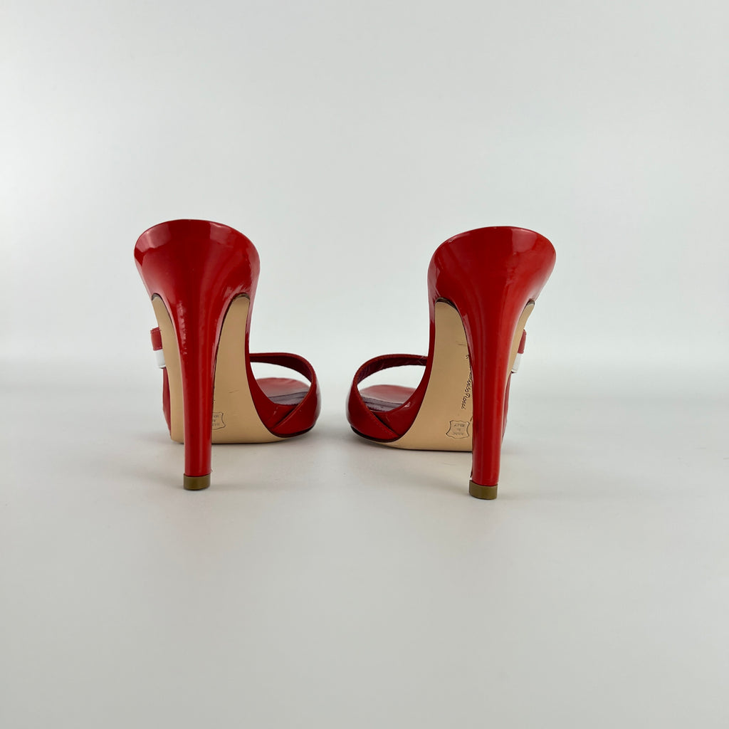 Gianvito Rossi | Red Orange White Colourblock Platform Mules (36.5)