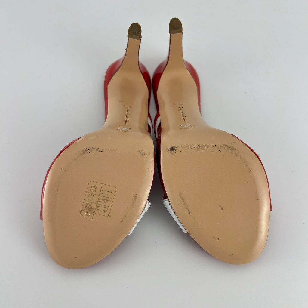 Gianvito Rossi | Red Orange White Colourblock Platform Mules (36.5)