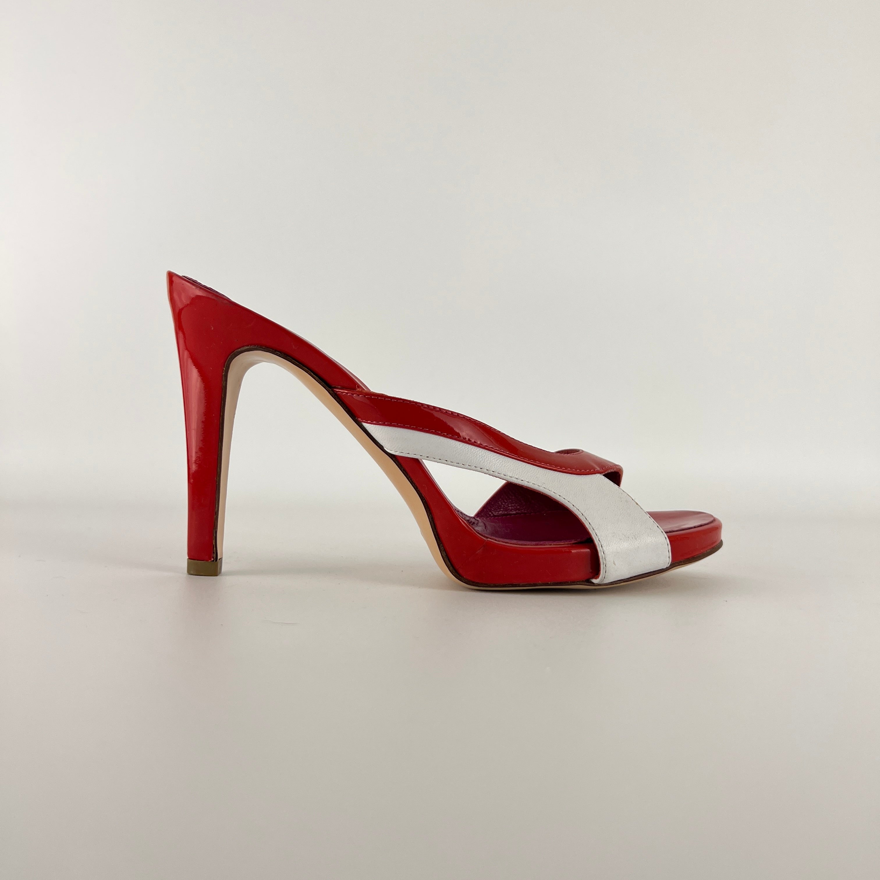 Gianvito Rossi | Red Orange White Colourblock Platform Mules (36.5)