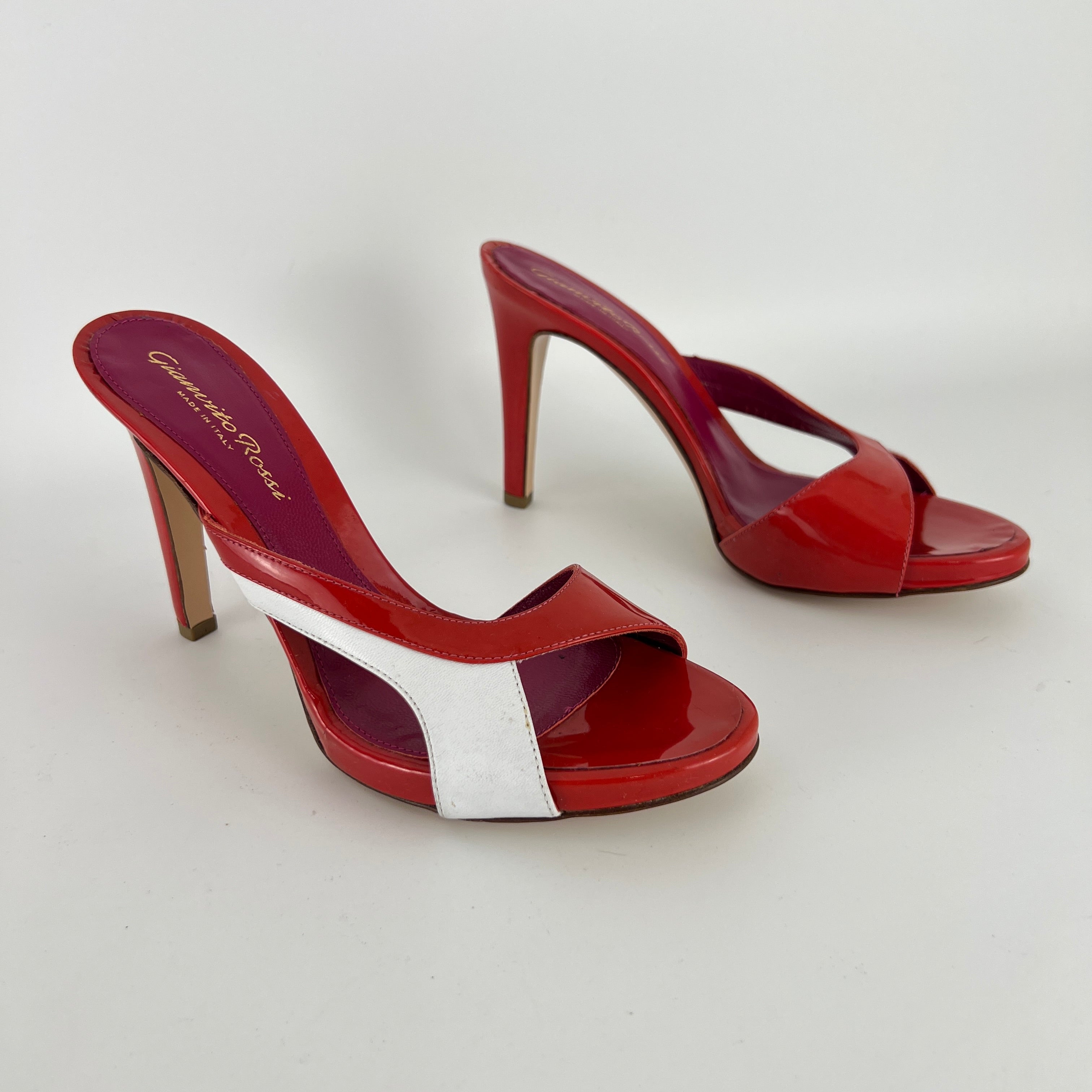 Gianvito Rossi | Red Orange White Colourblock Platform Mules (36.5)