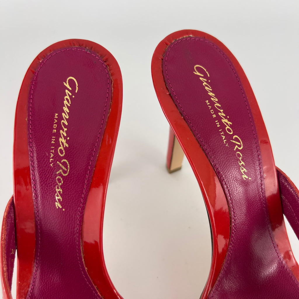 Gianvito Rossi | Red Orange White Colourblock Platform Mules (36.5)